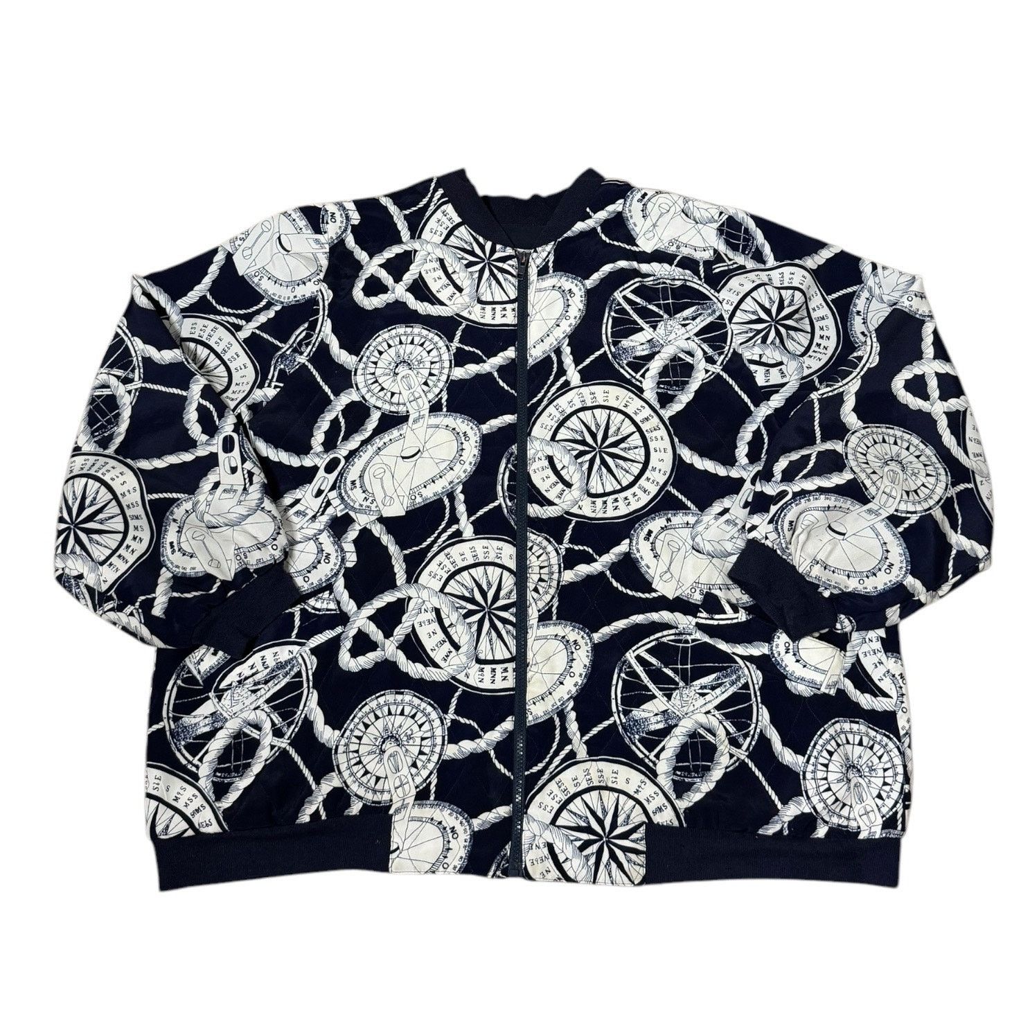 Vintage Vtg Liz Moody nautical silk quilt jacket navy white large Size L / US 10 / IT 46 - 4 Thumbnail