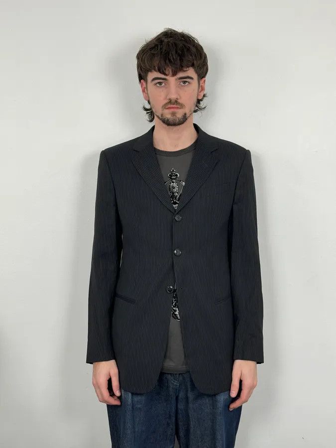 Emporio Armani SS2005 Emporio Armani Striped Navy Classy Blazer Size 42R - 2 Thumbnail