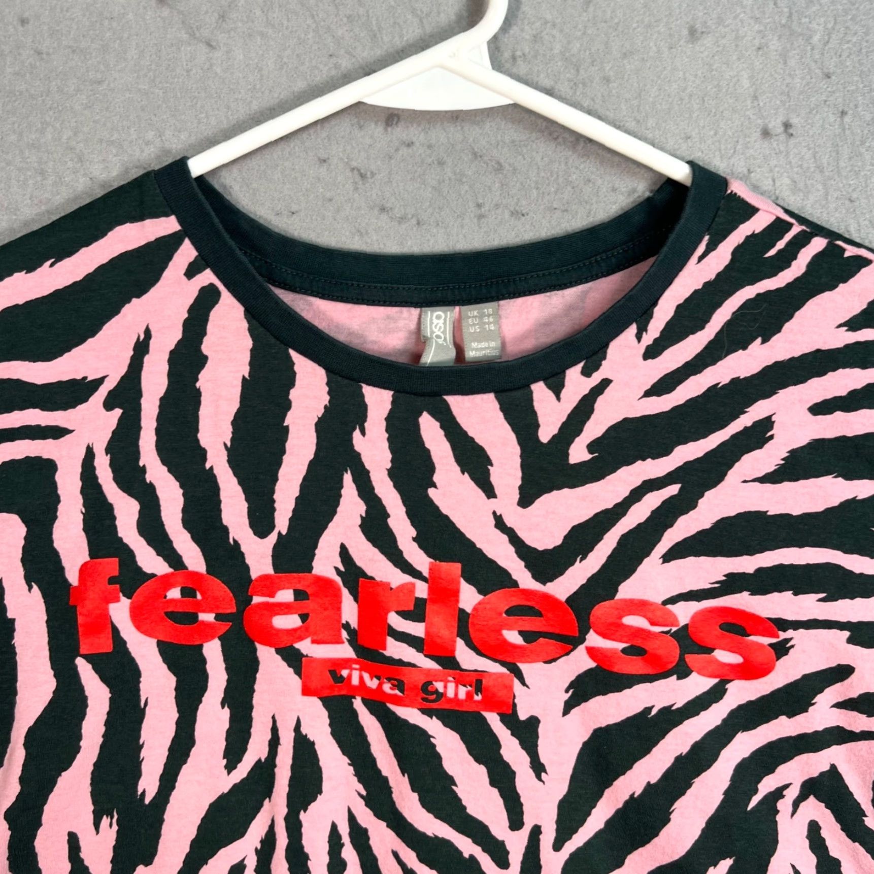 Asos VINTAGE ASOS Fearless Viva Girl Zebra Print Cropped T-Shirt Adult Womens 14 Pink Zebra 90s Womens Size XL / US 12-14 / IT 48-50 - 5 Thumbnail