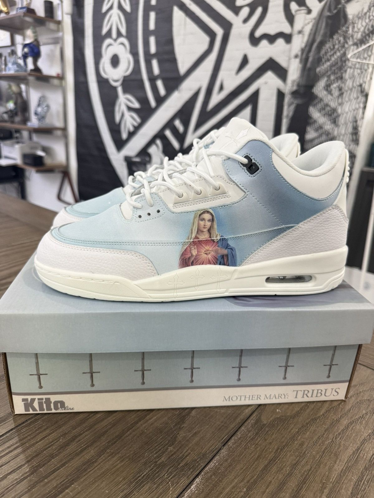 Kitowares 🙏🏻 KITOWARES Custom RARE! Jordan 3 Mother Mary Size 13 🙏🏻 Size US 13 / EU 46 - 2 Thumbnail