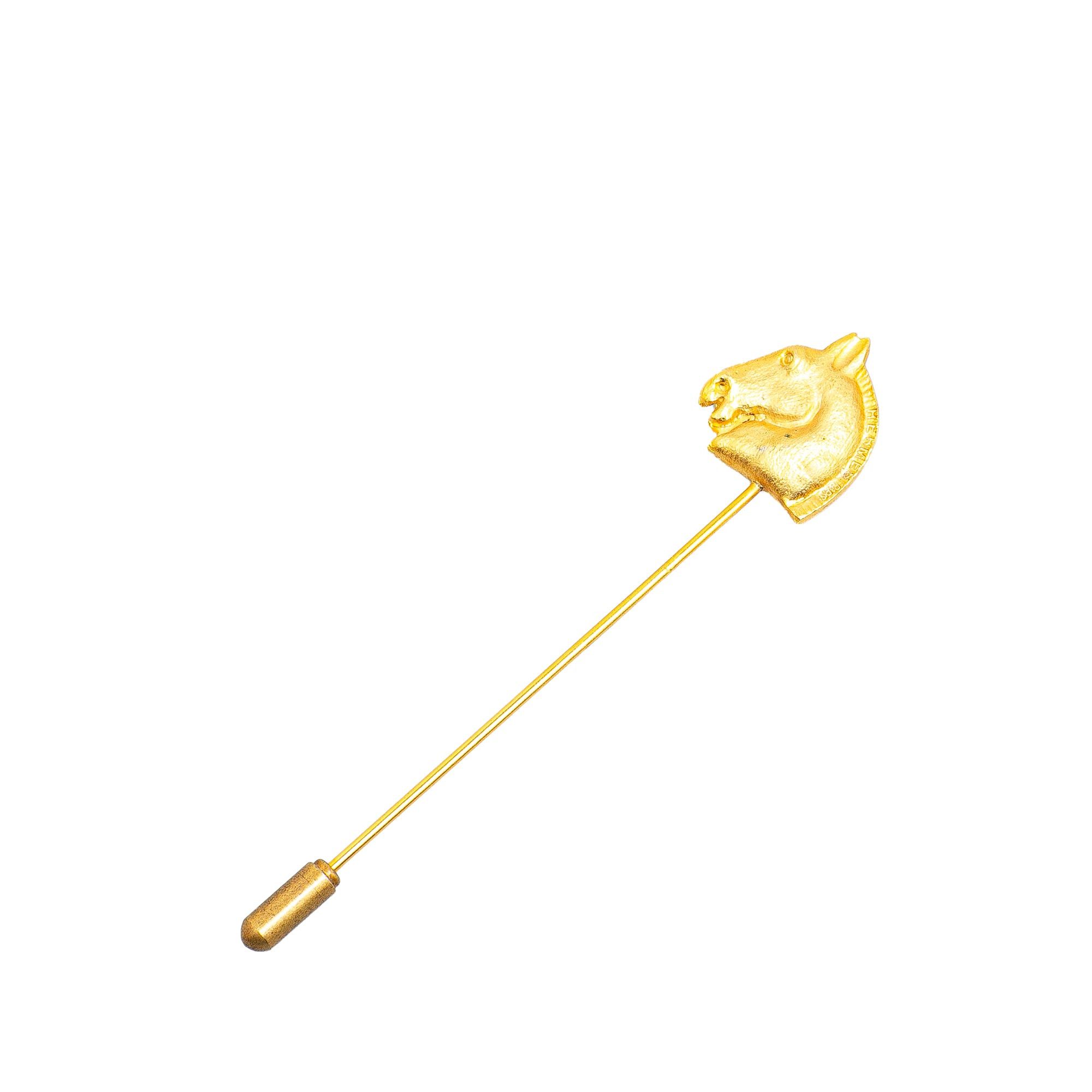 Hermes Hermès Gold Plated Large Cheval Pin Brooch Gold Size ONE SIZE - 1 Thumbnail