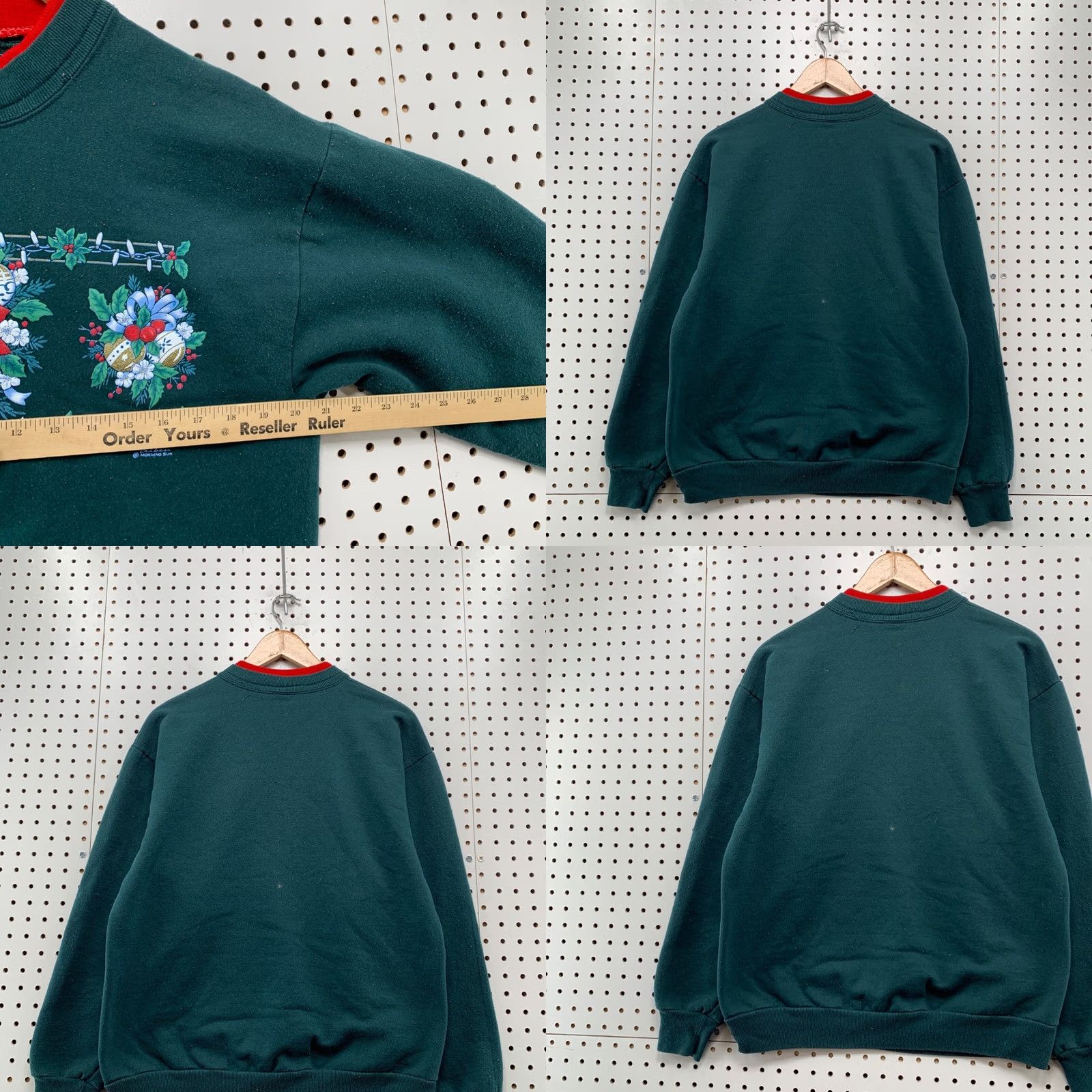 Vintage VINTAGE Morning Sun Sweatshirt Women Medium Green Red Flower Crewneck Floral Size M / US 6-8 / IT 42-44 - 9 Thumbnail