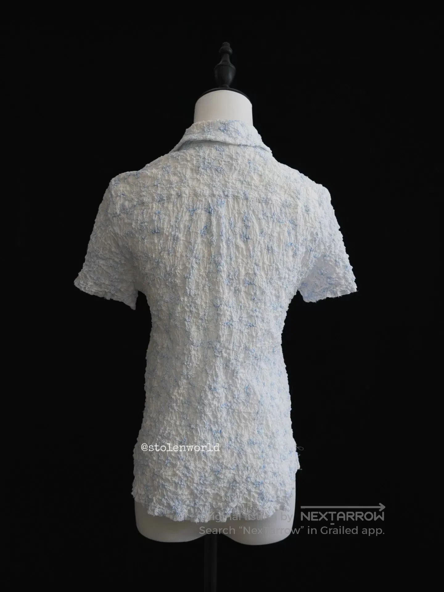 Comme des Garcons Comme des Garçons Light Blue Embroidered Pleated Shirt. Size M / US 6-8 / IT 42-44 - 8 Thumbnail