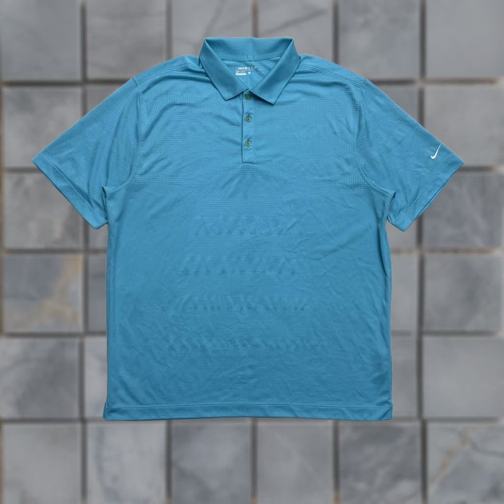 Nike Nike Dri-FIT Polo Shirt Mens XL Blue Textured Stripe Golf Performance Shirt Size US XL / EU 56 / 4 - 1 Thumbnail