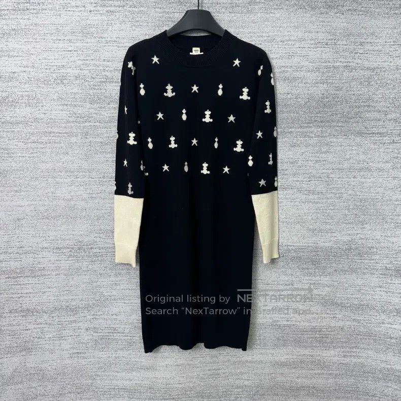 Hermes Hermes Black and White Colorblocked Knitted Long Sleeve Dr Size XXS / US 00 / IT 34 - 1 Thumbnail