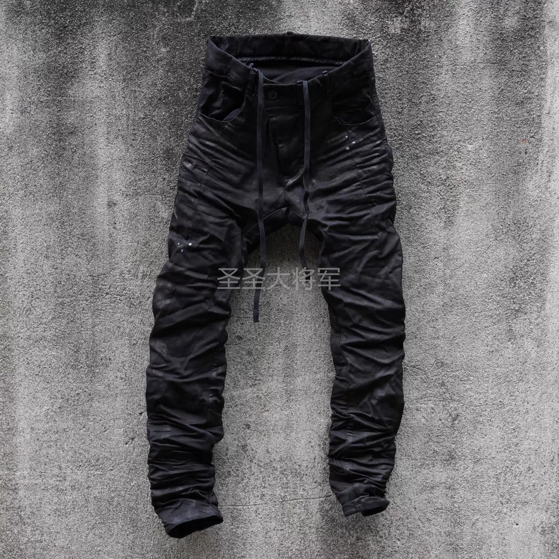 Boris Bidjan Saberi BBS P13TF Slim Tapered Distressed Waxed Black Jeans XS/S Size US 28 / EU 44 - 1 Thumbnail