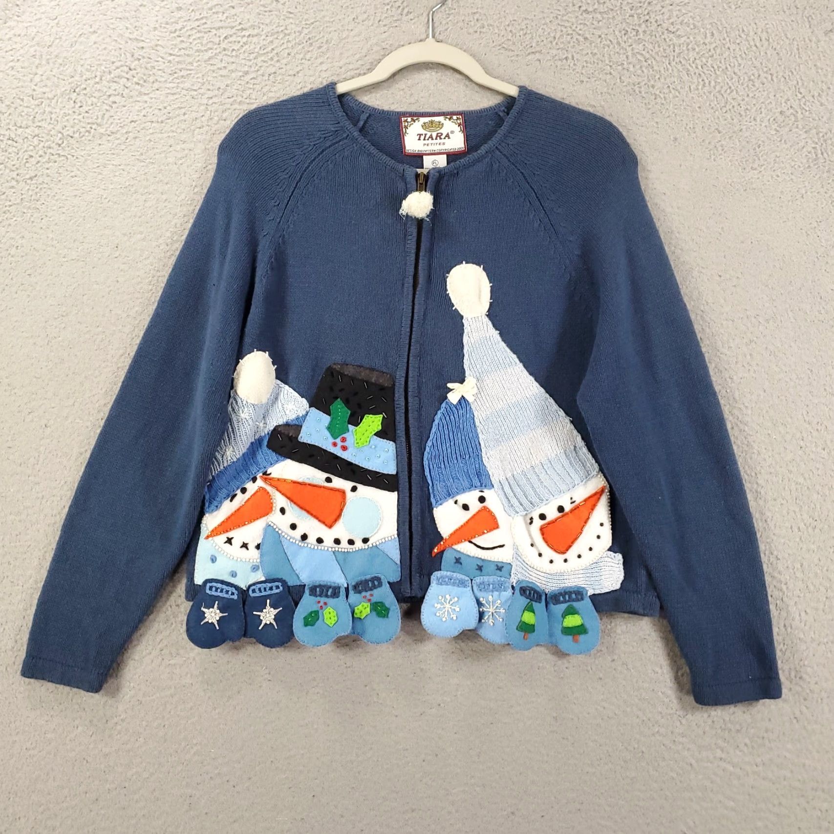Vintage VINTAGE Tiara Sweater Cardigan Women’s Adult Petite Large Blue Beaded Embroidered Christmas 90s Holiday Knit Womens Size L / US 10 / IT 46 - 2 Thumbnail