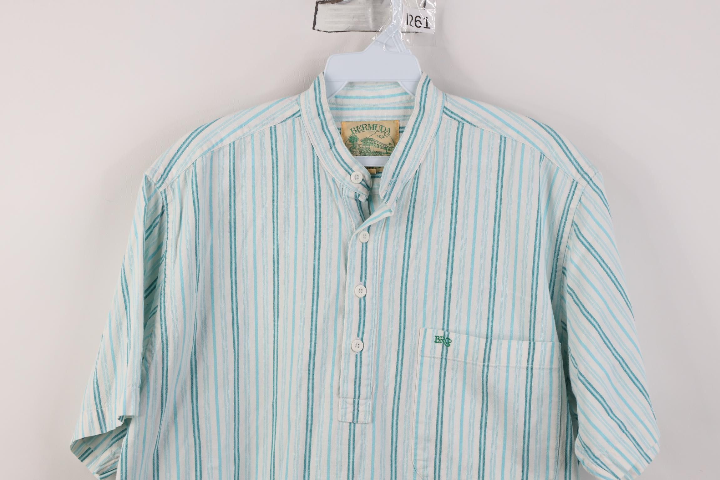 Vintage Vintage 90s Streetwear Band Collar Striped Button Down Polo Size US S / EU 44-46 / 1 - 2 Thumbnail