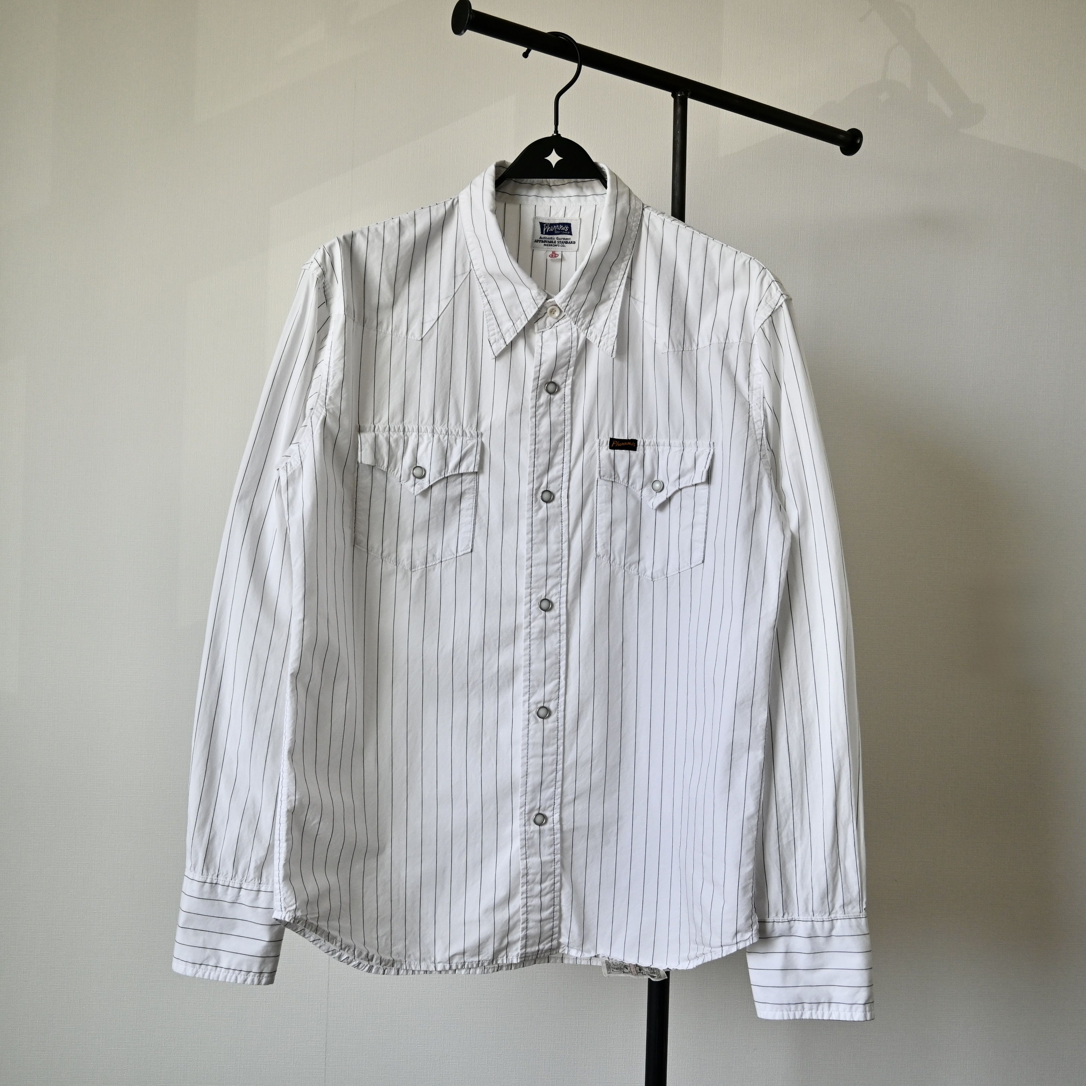 PHERROW'S cotton poplin striped western shirt made in Japan
