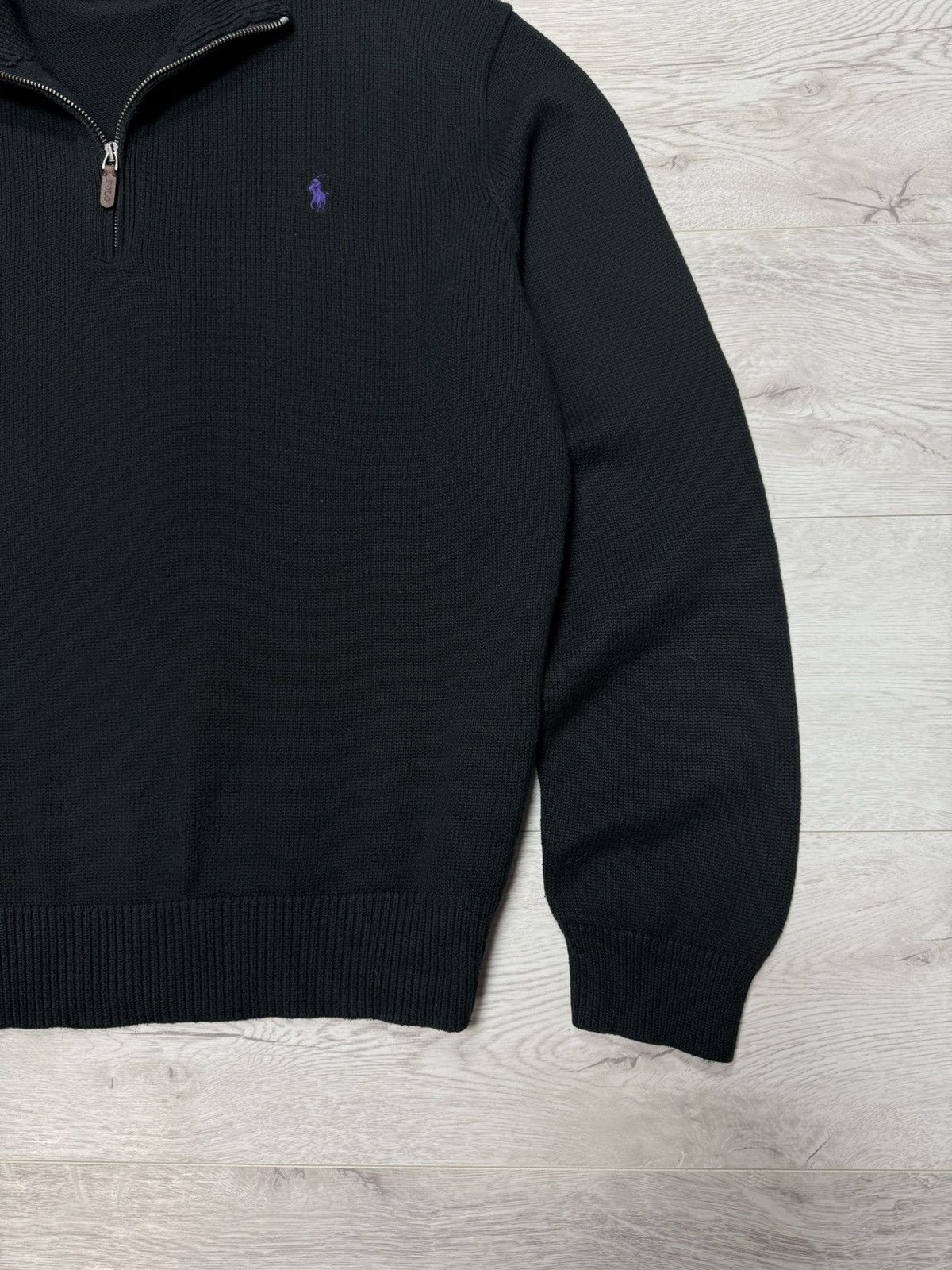 Polo Ralph Lauren Polo Ralph Lauren Black Half Zip Sweater Purple Pony Logo Size US XXL / EU 58 / 5 - 5 Thumbnail