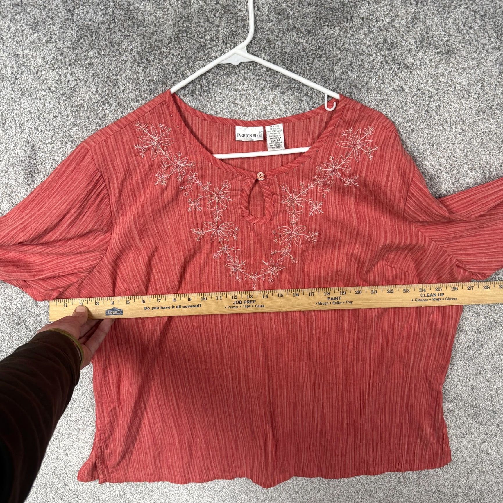 Vintage VINTAGE Fashion Bug Blouse 22/24 Plus Coral Embroidered Tunic 3/4 Sleeve Pink Boho Cottagecore Women Mens Girlsոշ Size 3XL / US 20-22 - 4 Thumbnail