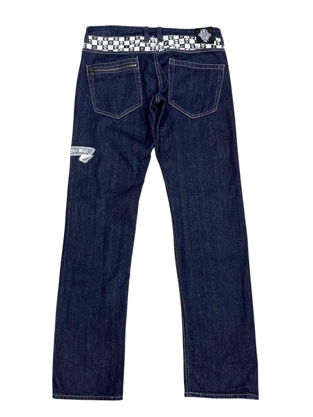 Japanese Brand FYE🔥WILD LIFE Punk Skull Embroidered Punk Denim L 31” Size US 31 - 4 Thumbnail