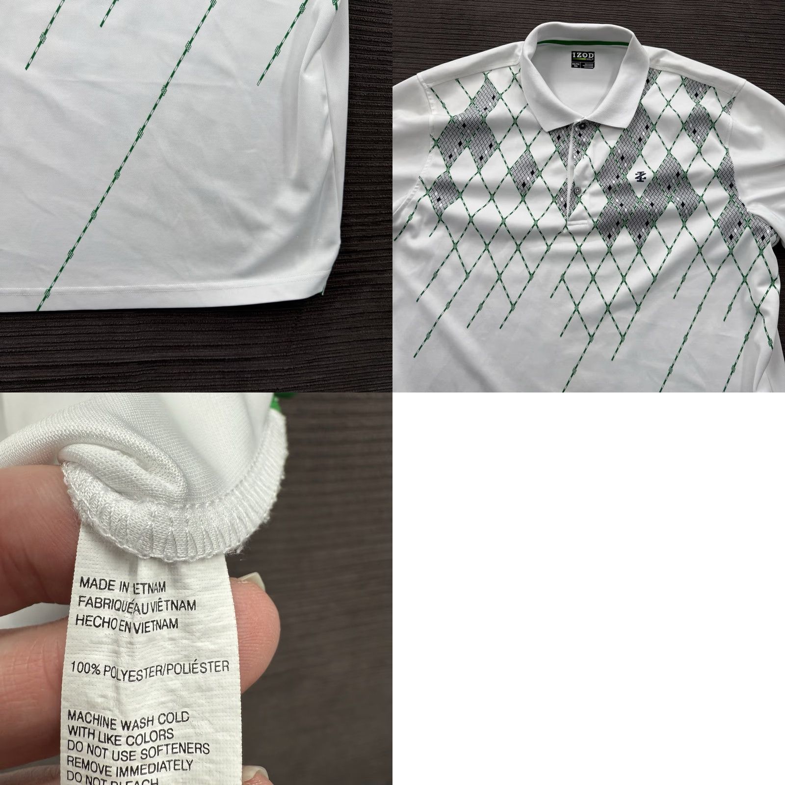Izod IZOD Golf Polo Shirt Men 2XL White Polyester Outdoor Casual Short Sleeve Size US XXL / EU 58 / 5 - 8 Thumbnail