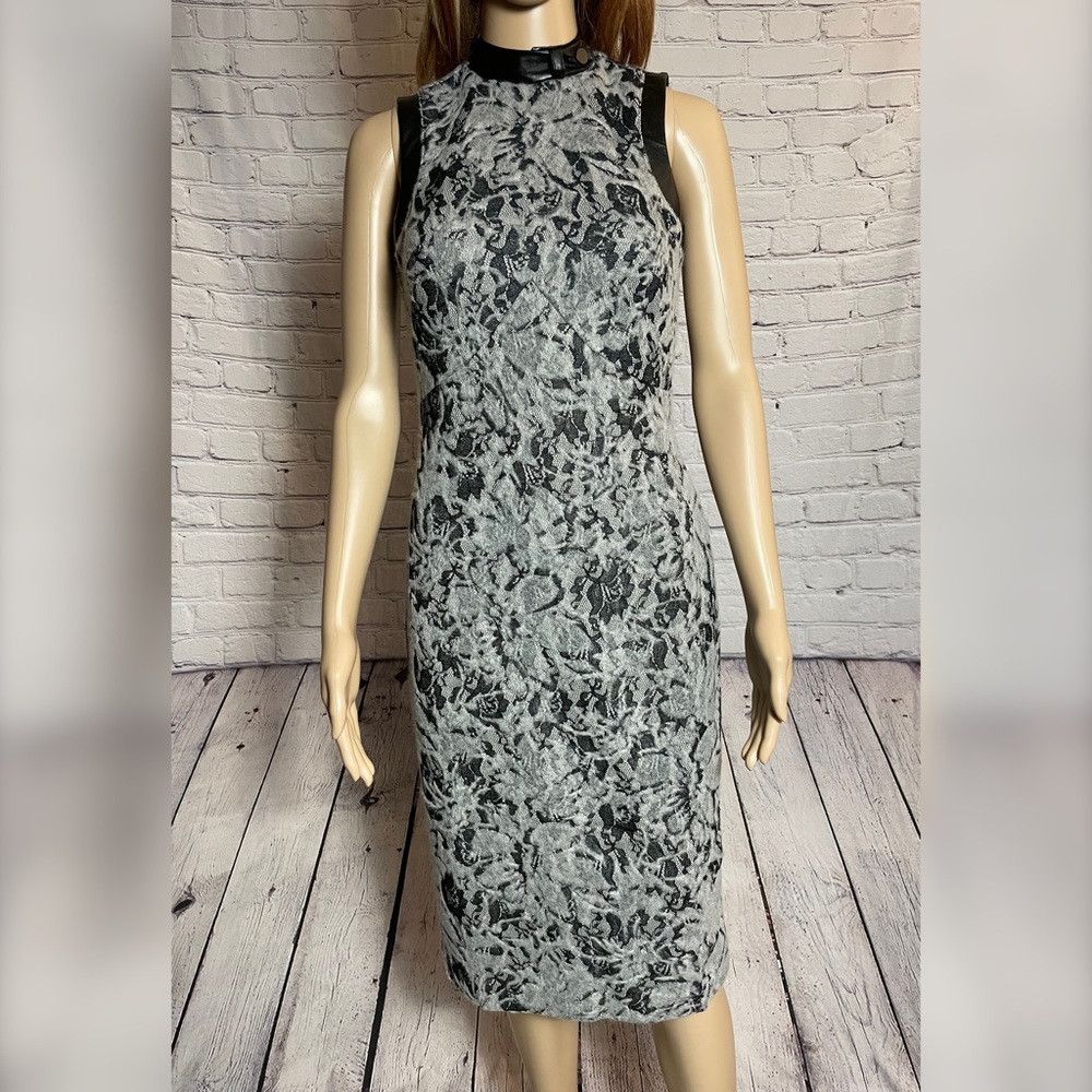 Other New G.I.L.I Lace Sleeveless Faux Leather Trim Sheath Dress Size XS / US 0-2 / IT 36-38 - 2 Thumbnail