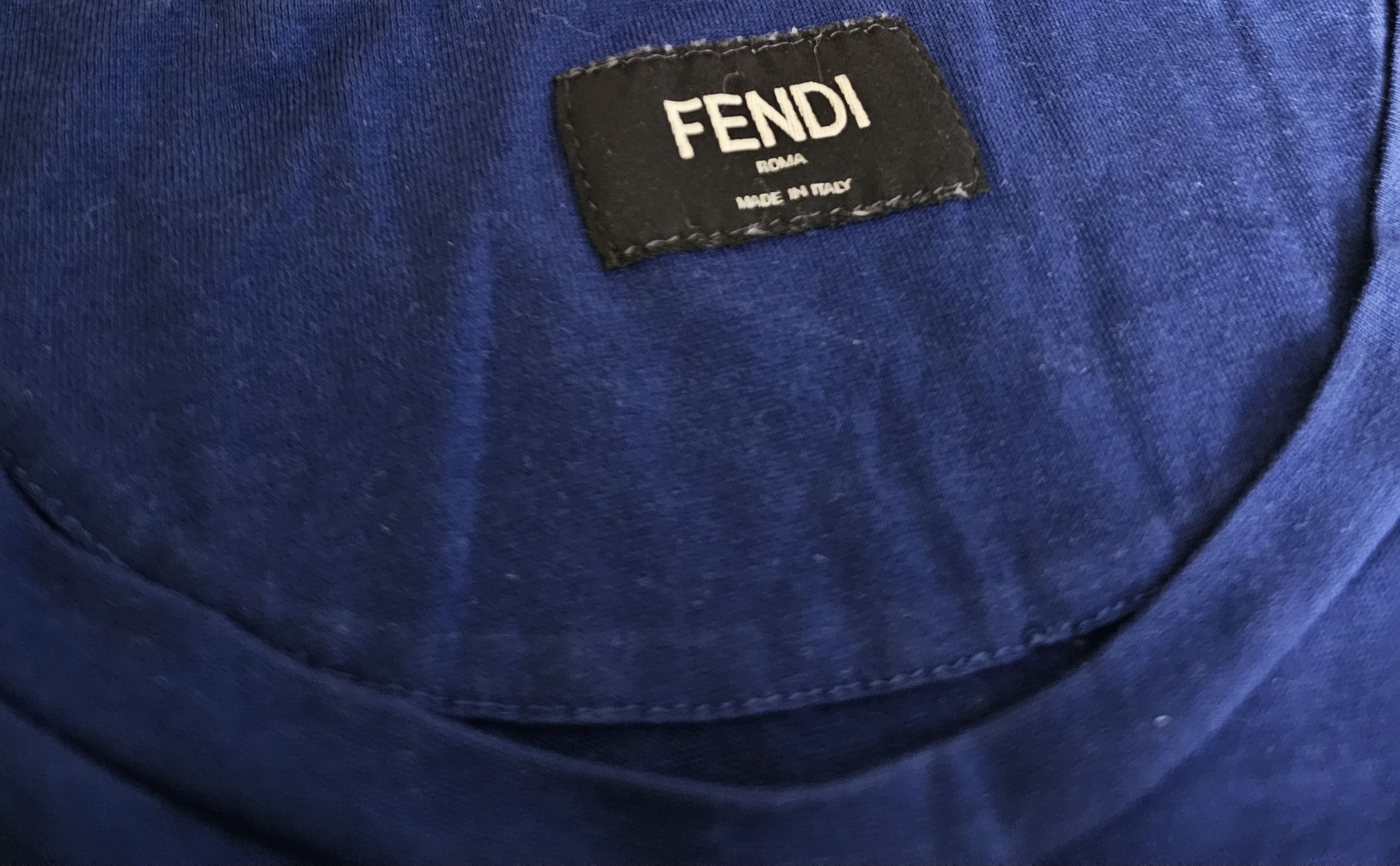 Fendi Fendi Men's Blue Embroidered T-Shirt Size 50 Size US L / EU 52-54 / 3 - 3 Thumbnail