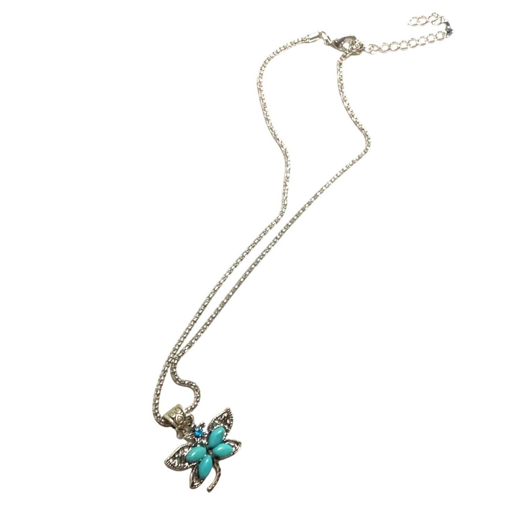 Other Silver Chain Necklace With Turquoise Butterfly Pendant & Adj Size ONE SIZE - 2 Thumbnail