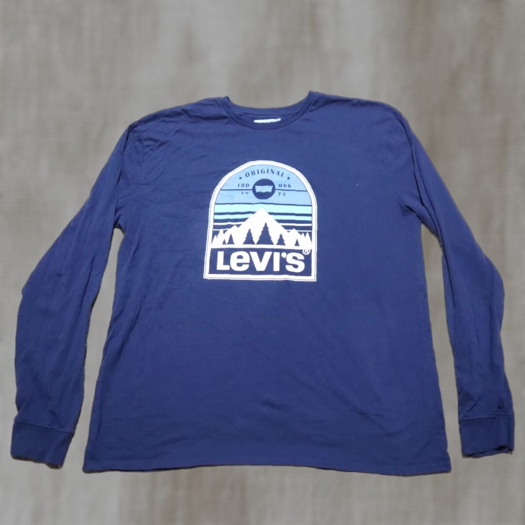 Levi's Levis Shirt Men 2XL Blue Long Sleeve T-Shirt Crew Neck Vintage No Size US XXL / EU 58 / 5 - 1 Thumbnail