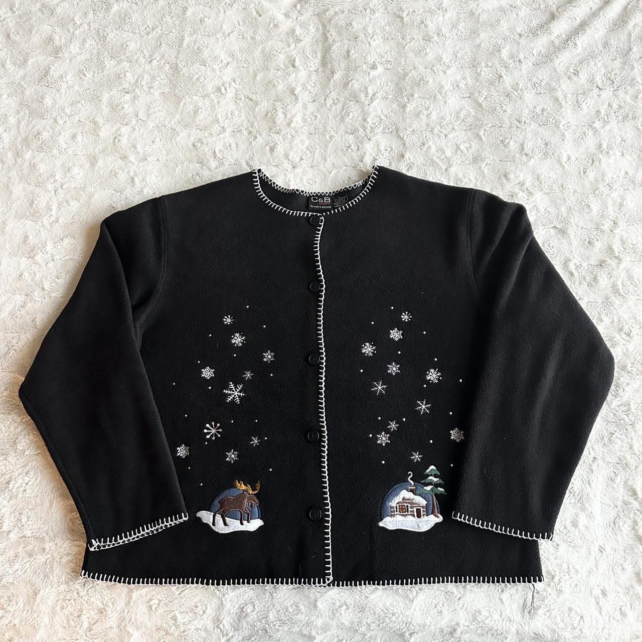 Other Vintage Moose Cardigan Sweater Womens L Black Snowflake Vtg Size L / US 10 / IT 46 - 1 Thumbnail
