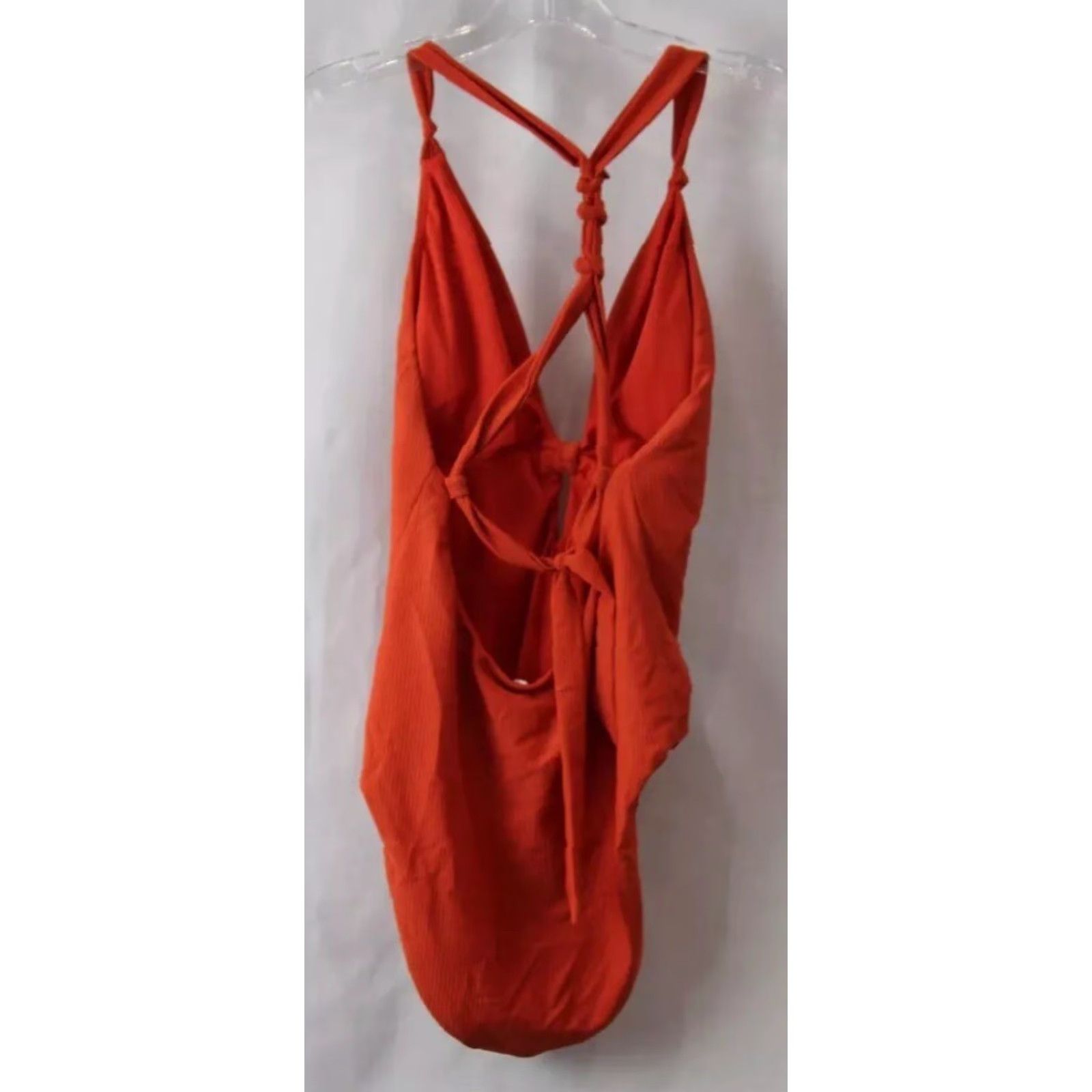 Bar III VINTAGE Bar III One Piece Women L Orange Front Twist Back Cutout Swimsuit Size ONE SIZE - 2 Thumbnail