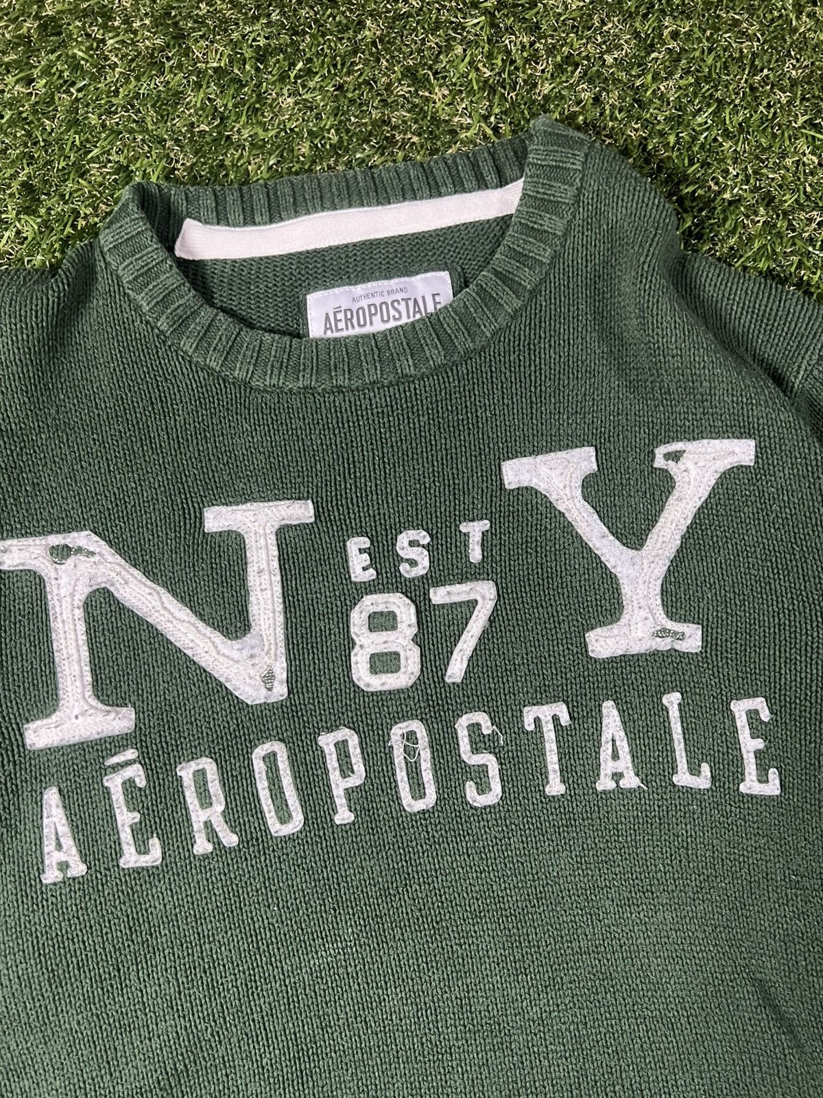Aeropostale Vintage Y2k Pine Green Aeropostale Knit Fall Baggy Sweater Size US XL / EU 56 / 4 - 2 Thumbnail
