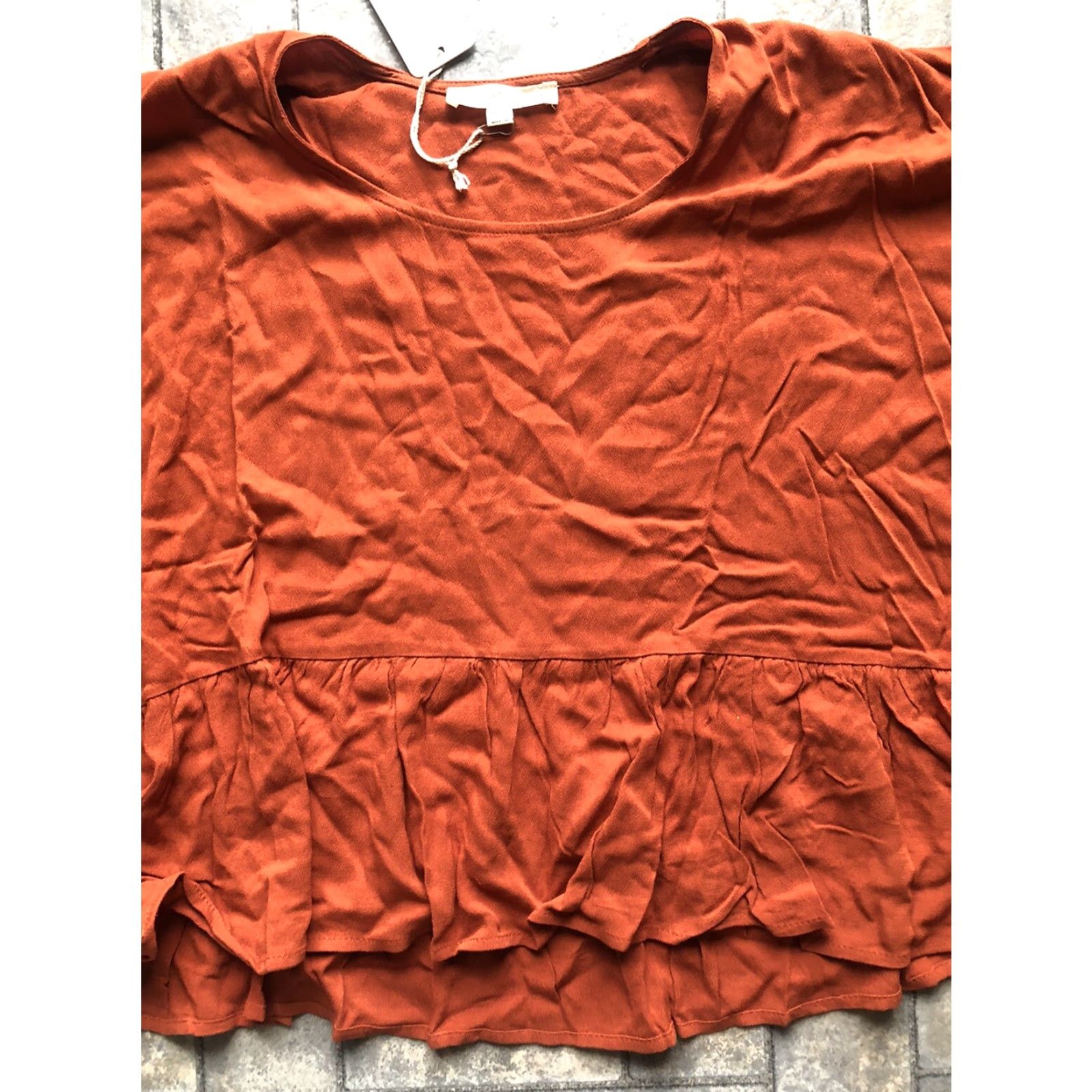 Vintage VINTAGE/NWT New Grade & Gather Blouse Shirt Orange Short Sleeve 100% Rayon M/L Women’s Size M / US 6-8 / IT 42-44 - 3 Thumbnail