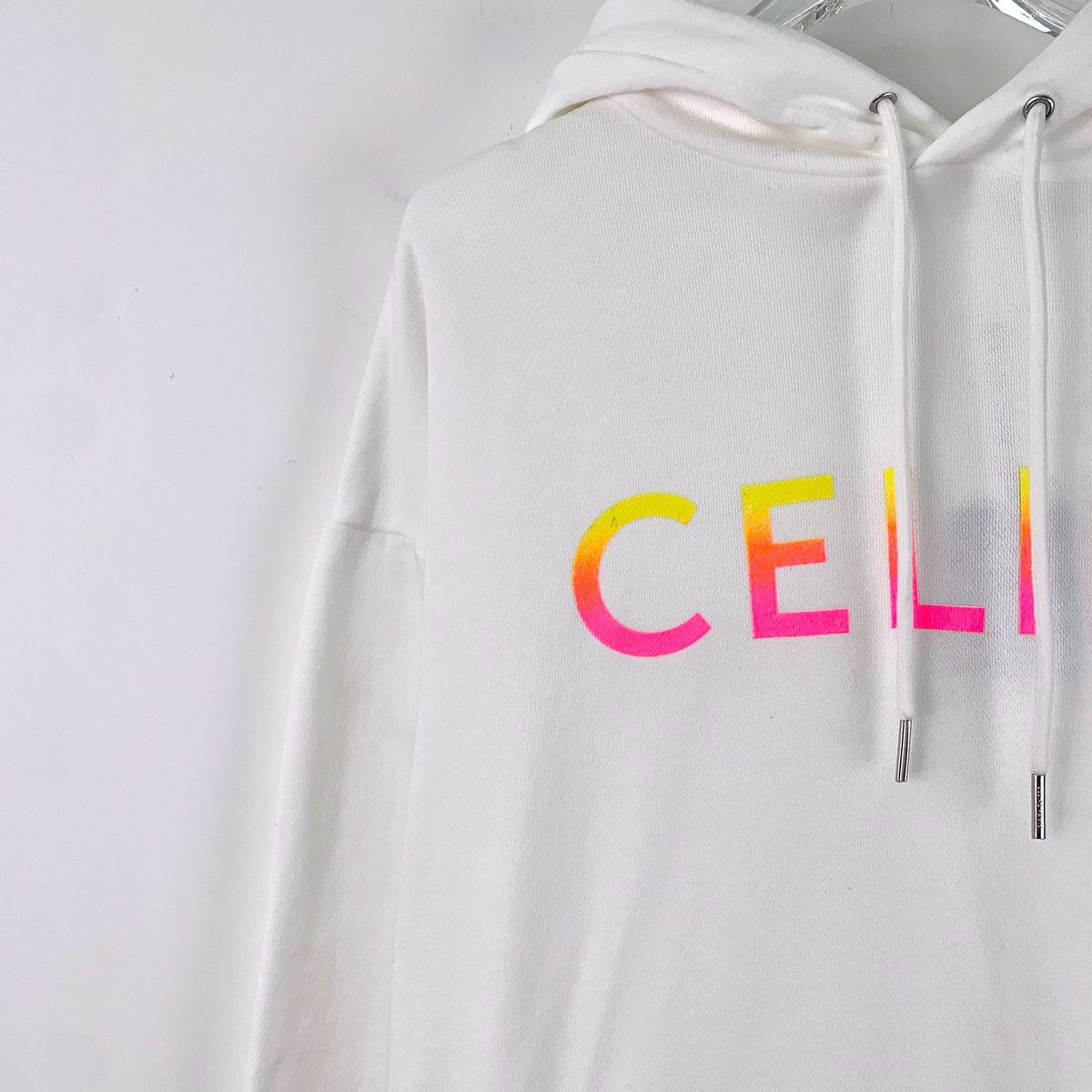 Celine Celine White Logo Letter Printed Hooded Sweatshirt K26WX Size XS / US 0-2 / IT 36-38 - 3 Thumbnail