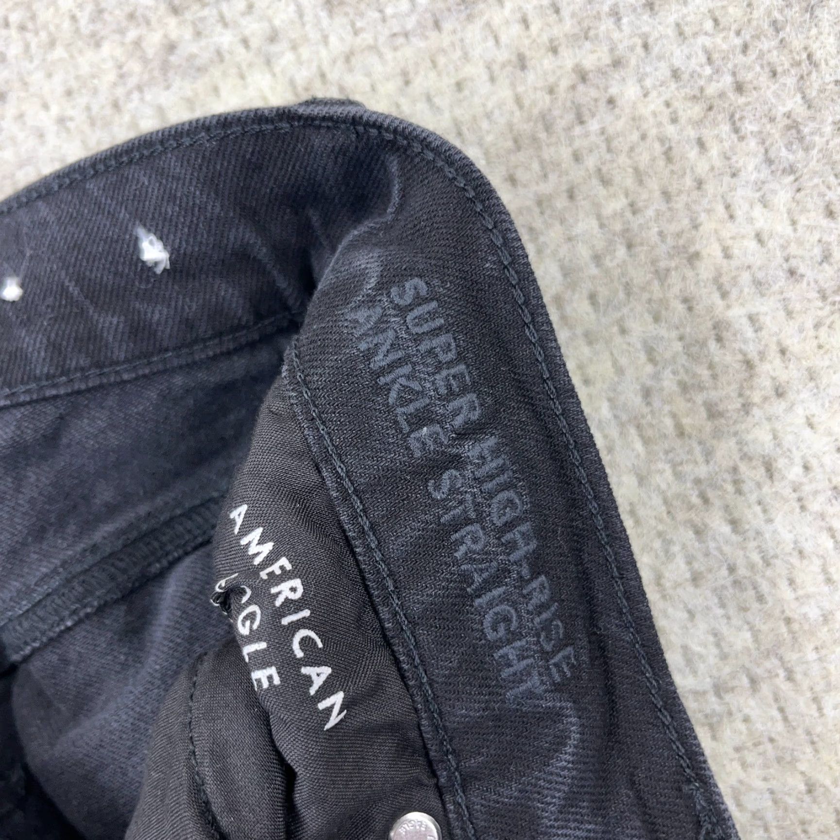 American Eagle Outfitters VINTAGE American Eagle Jeans Women 0 Super High Rise Ankle Straight Black Wash Baggy Size 25" / US 0 / IT 36 - 4 Thumbnail