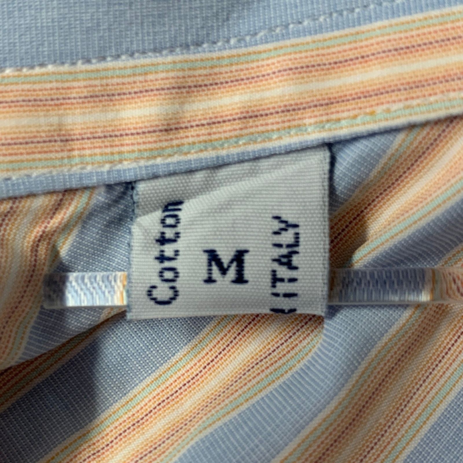 Brioni BRIONI M Orange Blue Stripe Cotton Spread Collar L/S Shirt Size US M / EU 48-50 / 2 - 6 Thumbnail