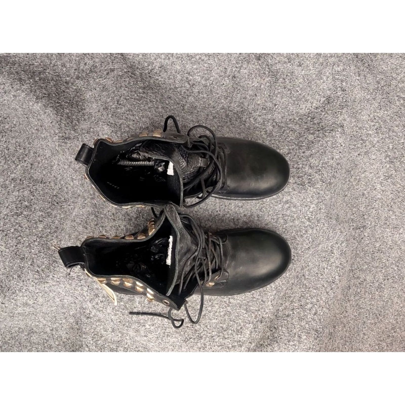 Frye Frye Design Rogan Studded Lace Tall Black Leather Ankle Boots Size US 11 / IT 41 - 4 Thumbnail