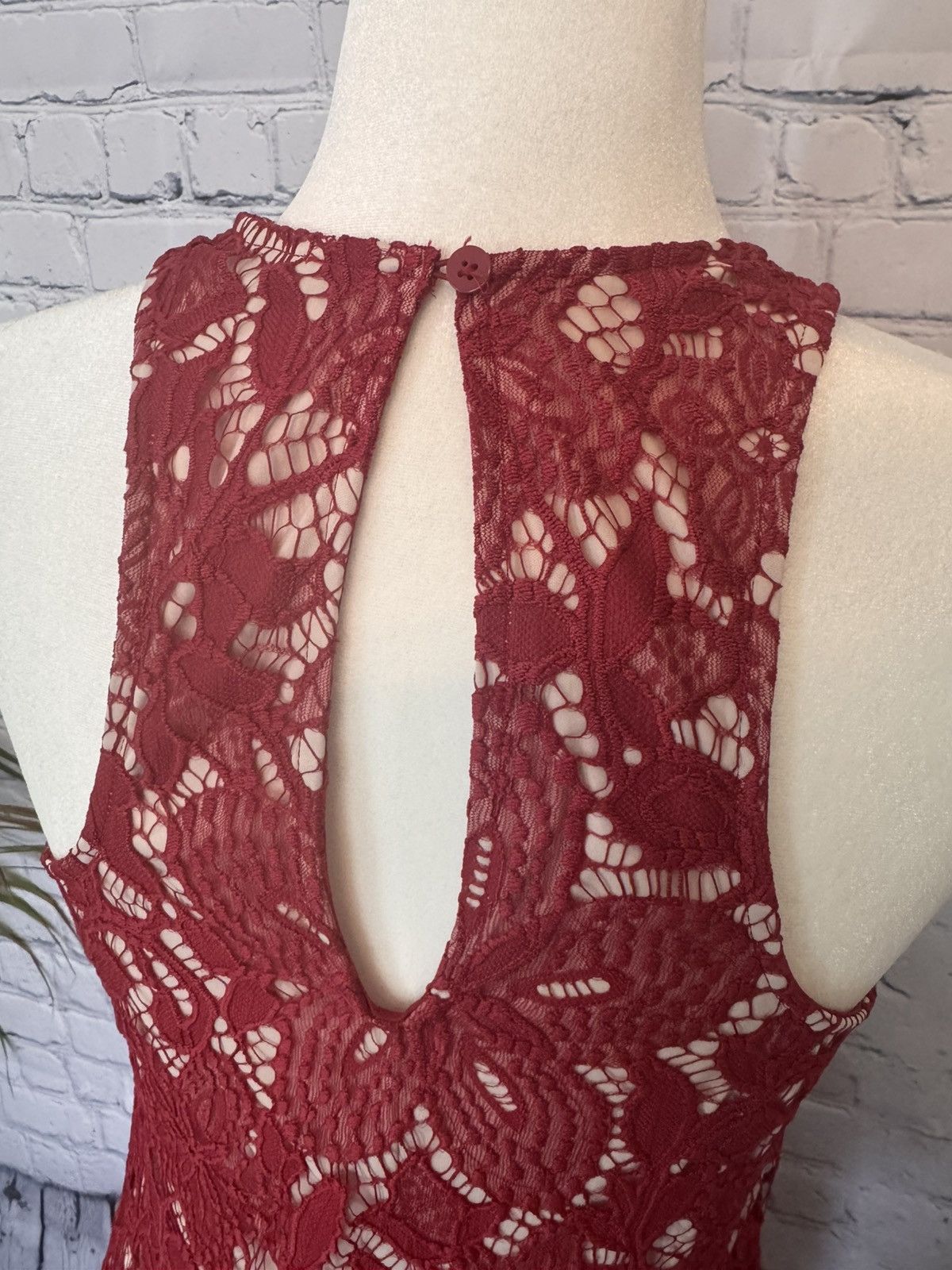 Express Express Red Lace Dress with tan underlay Size S / US 4 / IT 40 - 4 Thumbnail