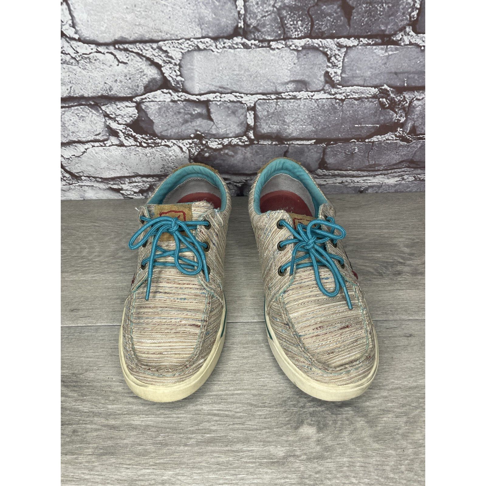 Other Hooey Loper By Twisted X Tan Fabric Western Blue Lace Shoes Size US 6.5 / IT 36.5 - 15 Thumbnail