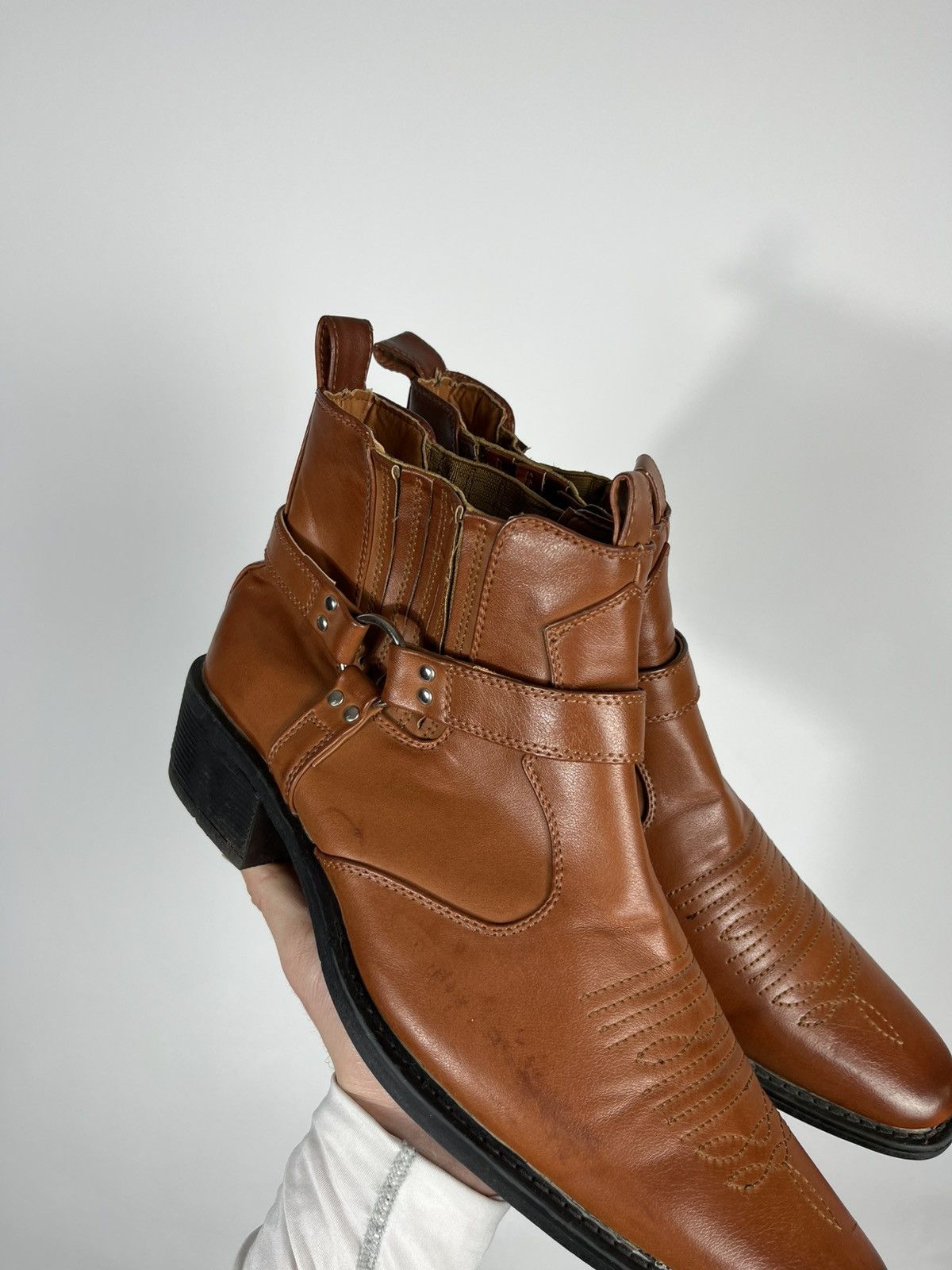 Leather Western Cowboy Leather Ankle Boots Men’s US 11 Size US 11 / EU 44 - 14 Thumbnail