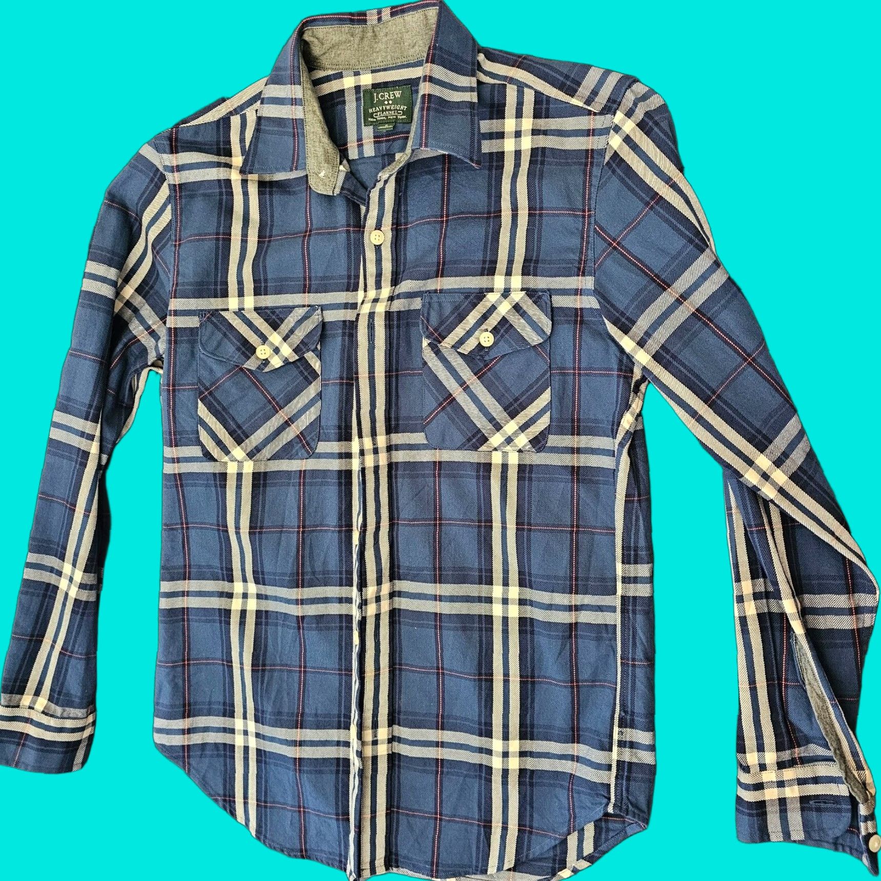 J.Crew VINTAGE J.CREW Heavyweight Flannel Shirt Men's Small Long Sleeve Blue Plaid Casual Fall Winter Size US S / EU 44-46 / 1 - 1 Thumbnail