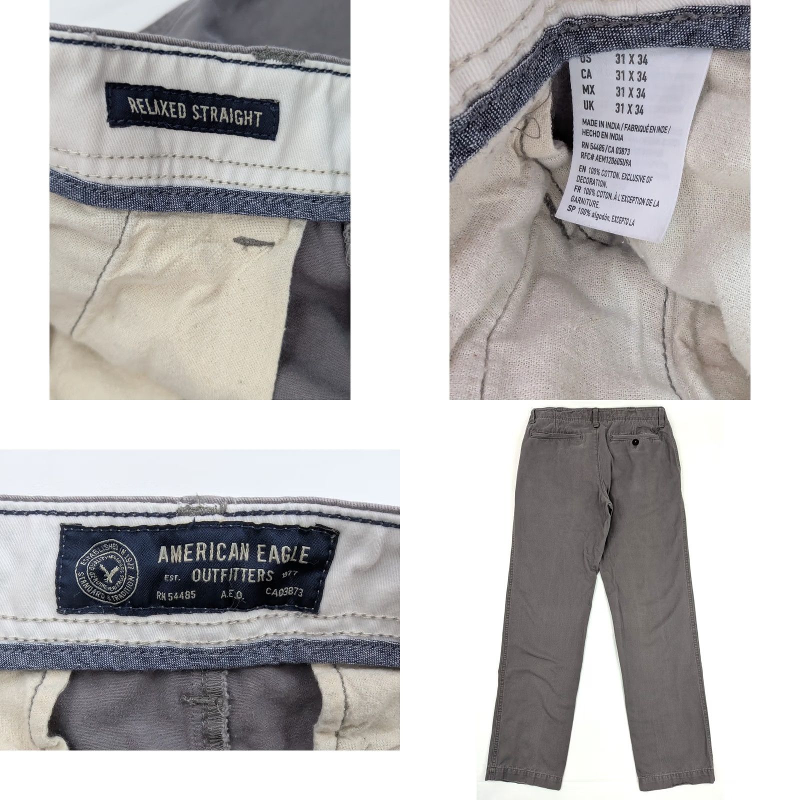 American Eagle Outfitters American Eagle Outfitters Relaxed Straight Chino Pants Men 32 Gray Cotton Blend Size US 32 / EU 48 - 8 Thumbnail