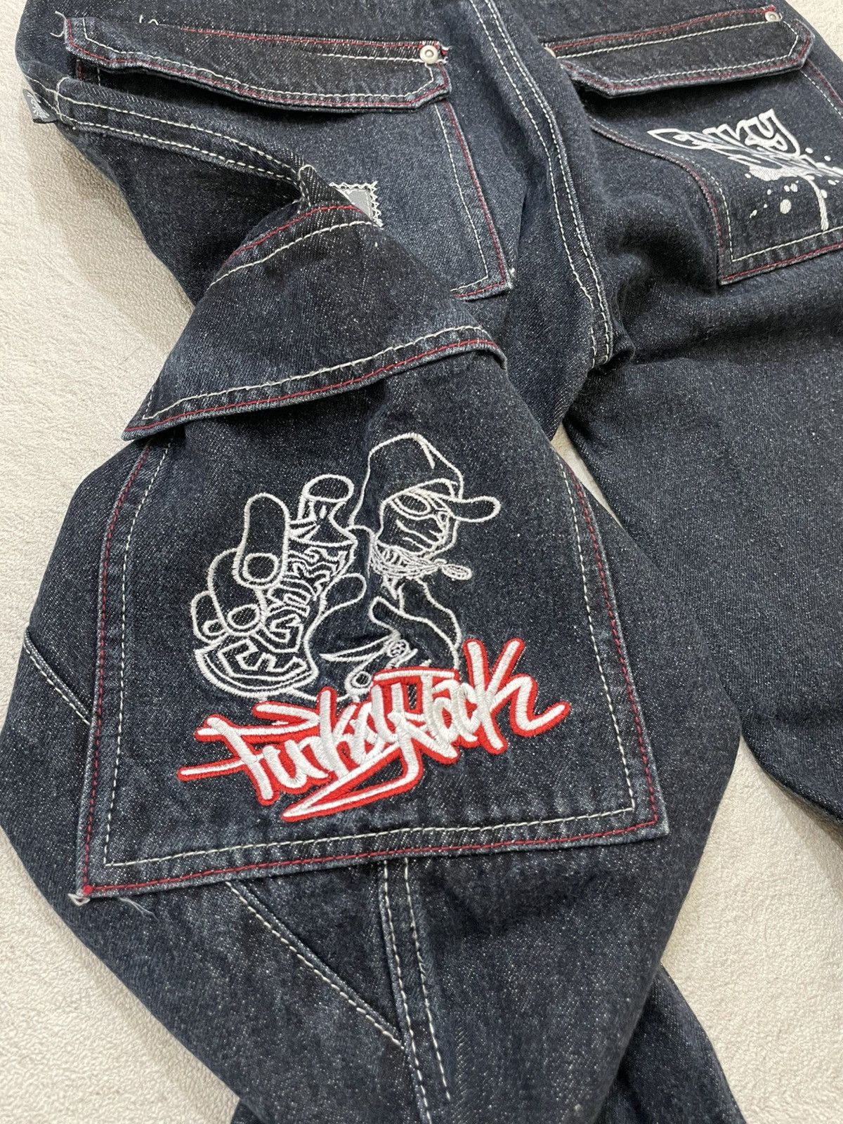 Japanese Brand 00s Funky Raw Denim Japanese Street Embroudered Cargo Jeans Size US 28 / EU 44 - 10 Thumbnail