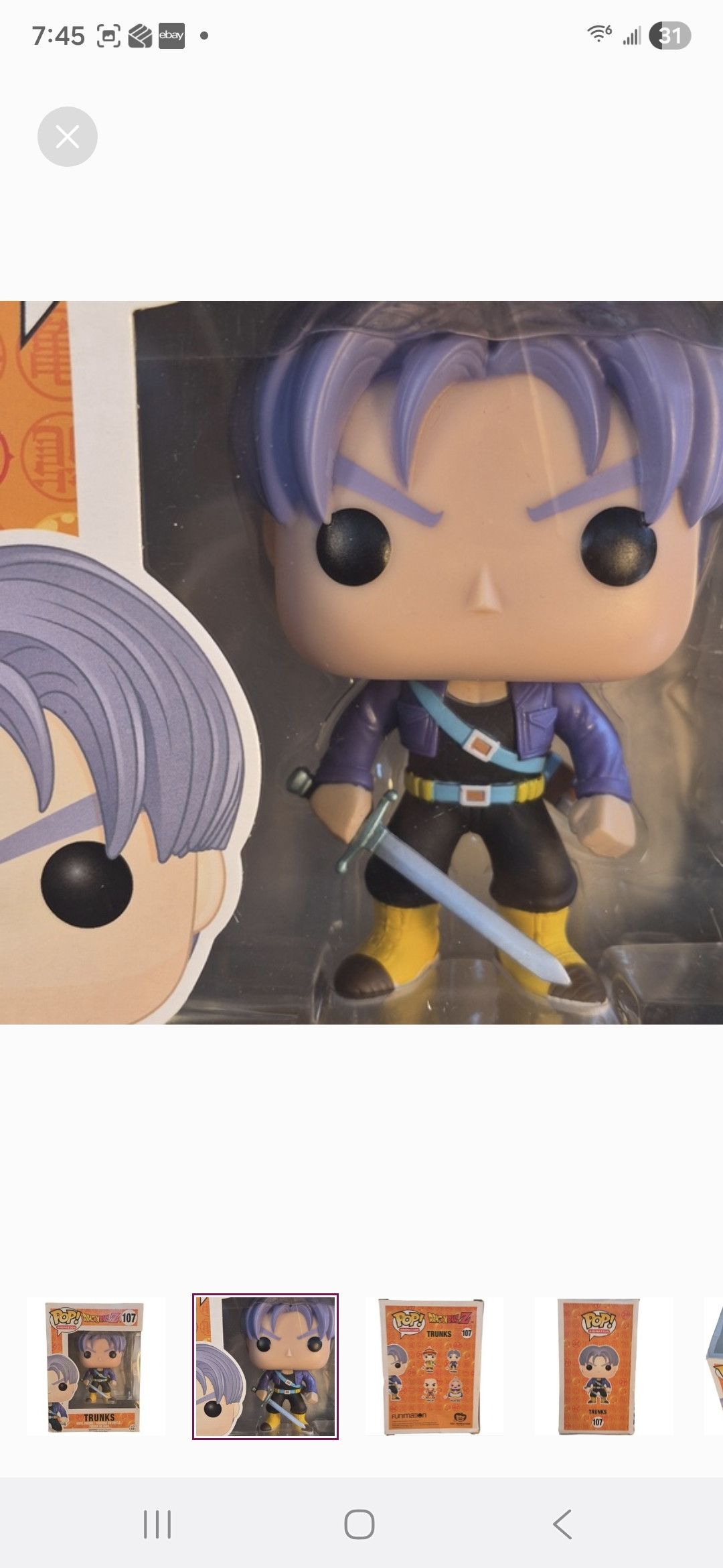 Other Funko × Dragon Ball Z TRUNKS Funko POP Vinyl Figure Size ONE SIZE - 2 Thumbnail