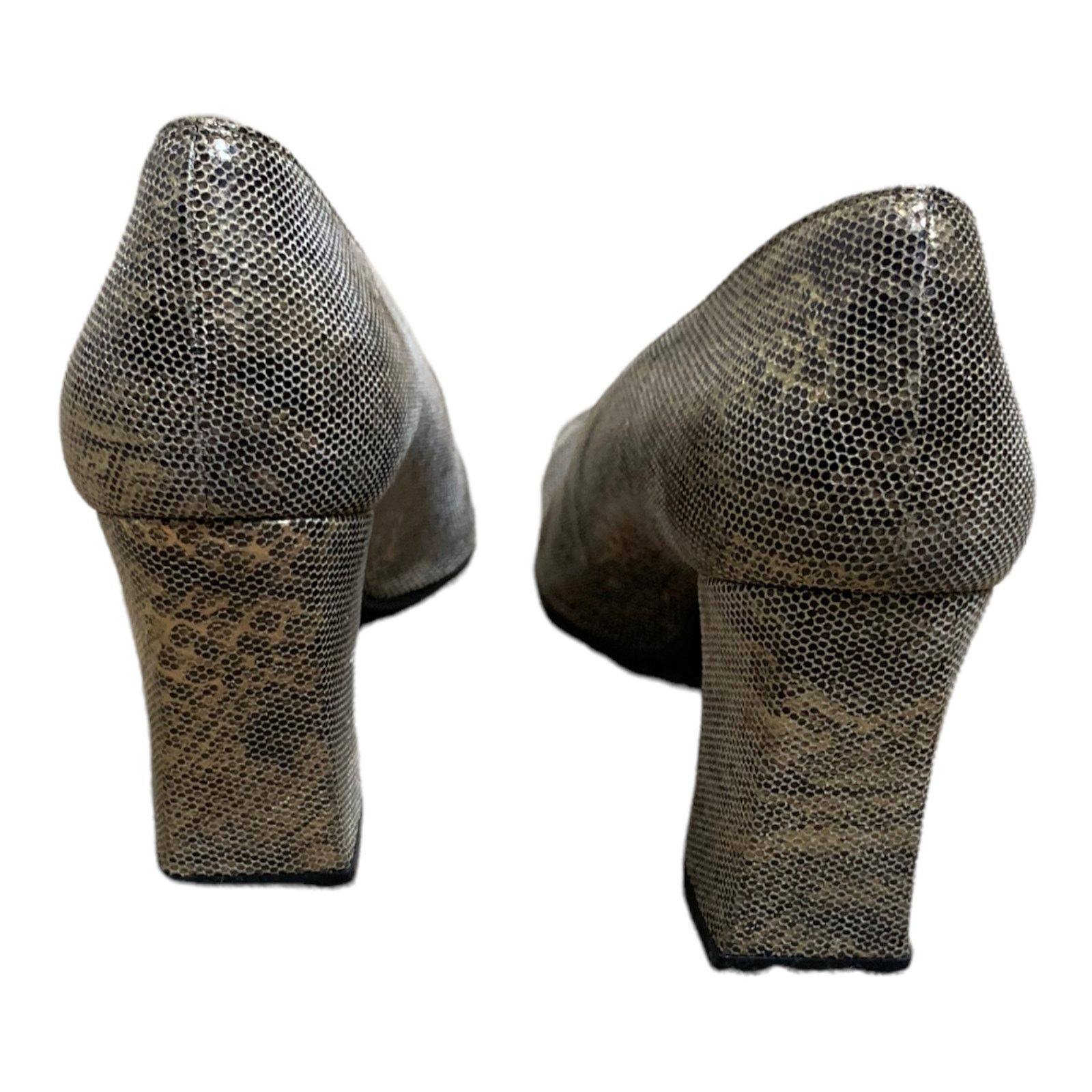 Stuart Weitzman Stuart Weitzman gold snake skin block heel shoes size 9 AA Size US 9 / IT 39 - 4 Thumbnail