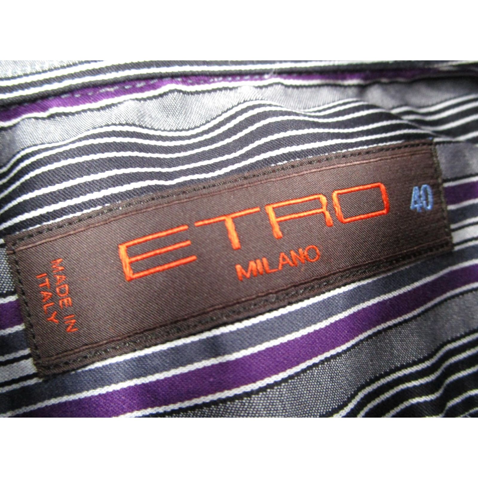 Etro ETRO Milano Dress Shirt Mens M Gray Purple Striped Long Sleeve Spread Collar Made in Italy Size US M / EU 48-50 / 2 - 3 Thumbnail