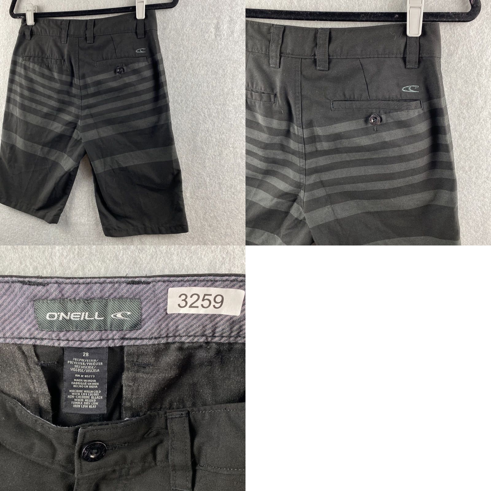 O'Neill O'Neill Hybrid Shorts 28 Mens Black Board Shorts Chino Crossover Striped Golf Size US 28 / EU 44 - 10 Thumbnail