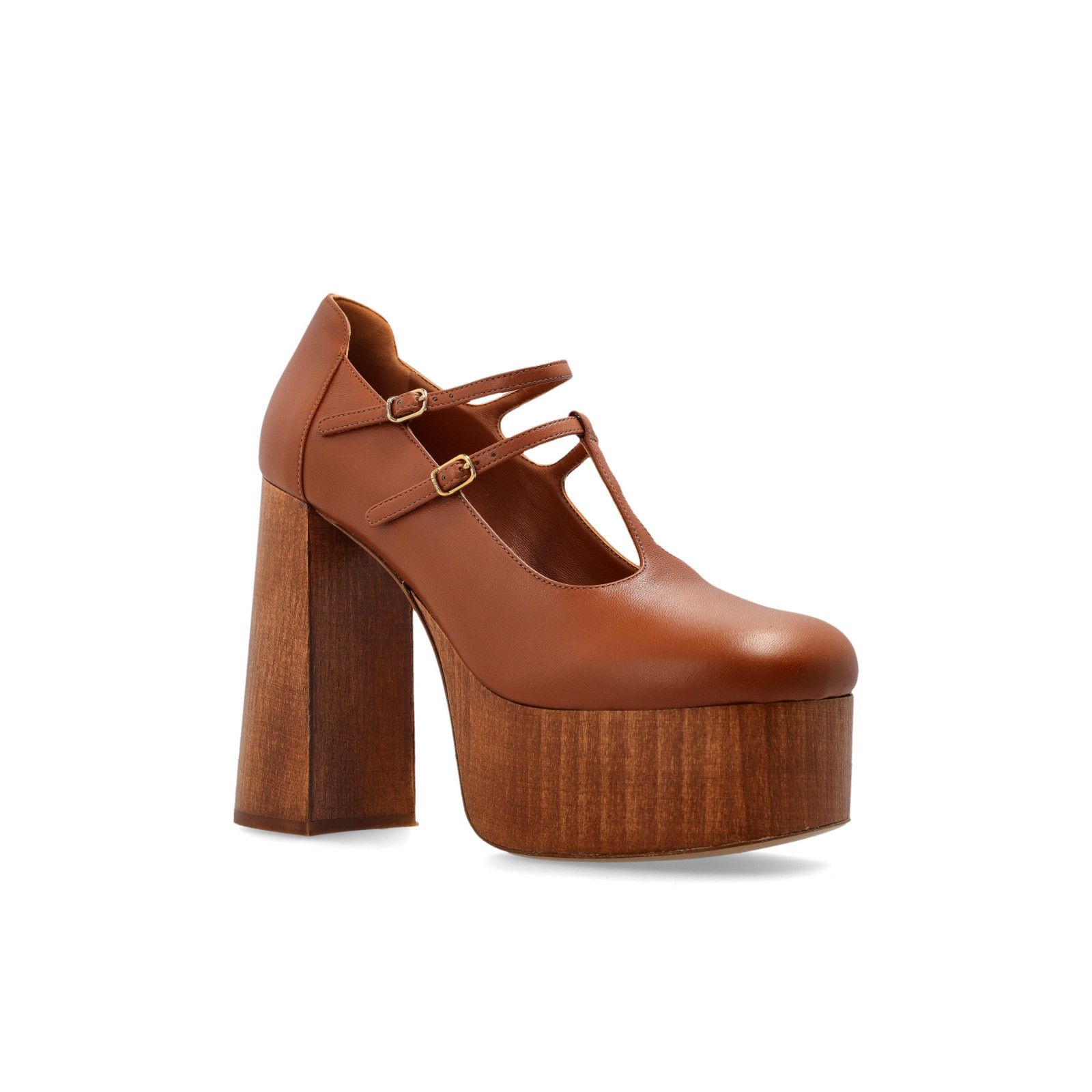 Chloe Loti Platform Brown Leather Sandals New & Authentic (E