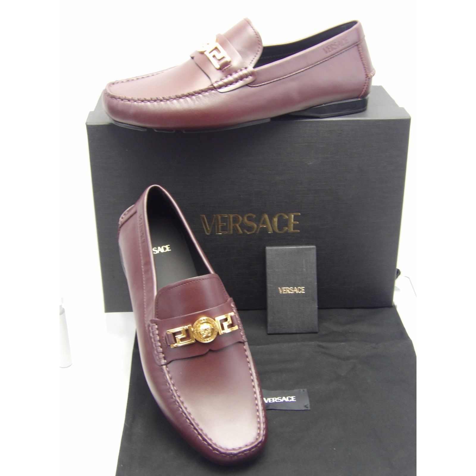 Versace VERSACE BROWN LEATHER GOLD MEDUSA HEAD LOGO LOAFERS 43.5 Size US 10.5 / EU 43-44 - 1 Thumbnail