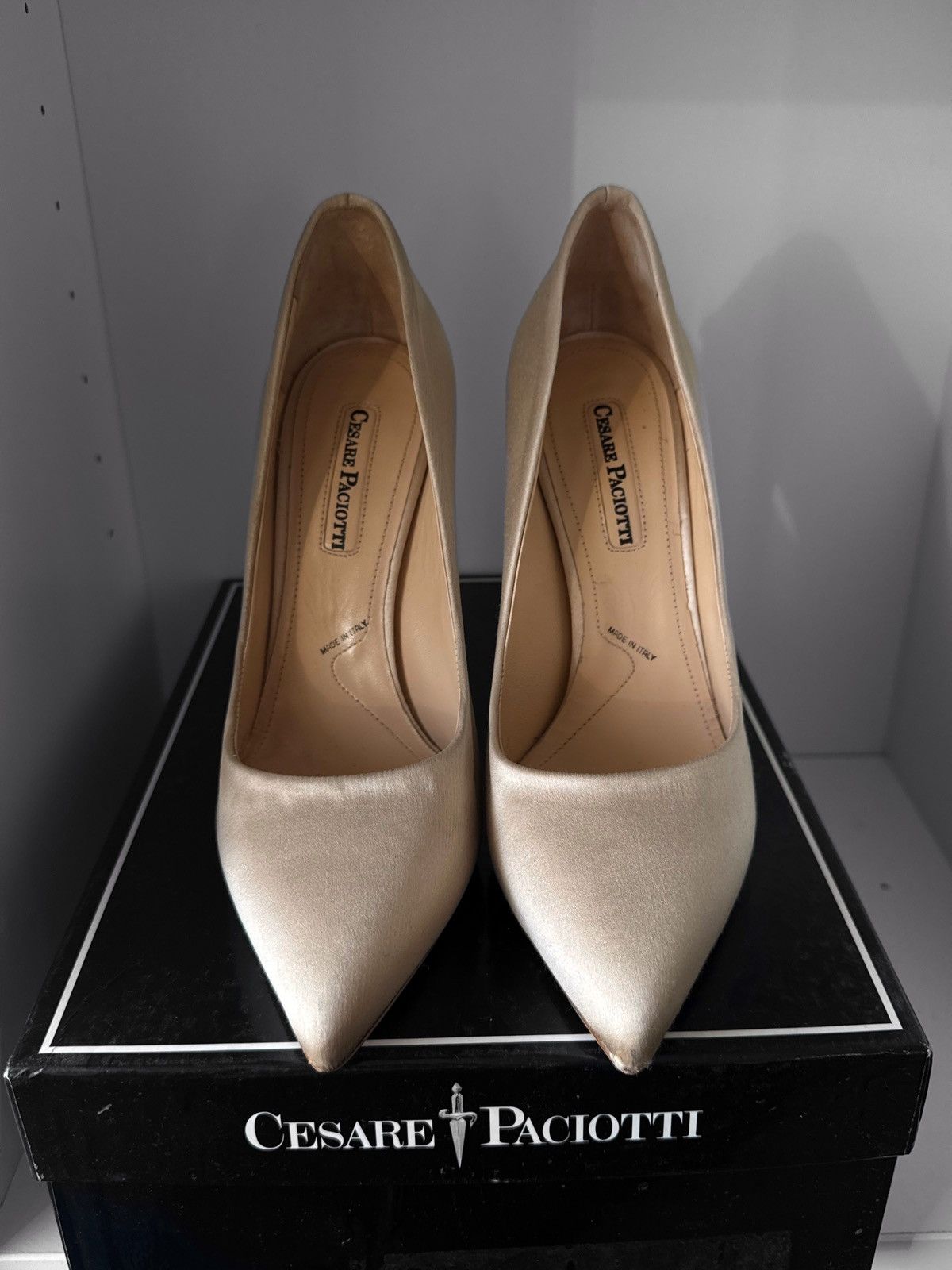 Paciotti Cesare Paciotti Dagger Heels – Gold Satin Edition Size US 7.5 / IT 37.5 - 4 Thumbnail