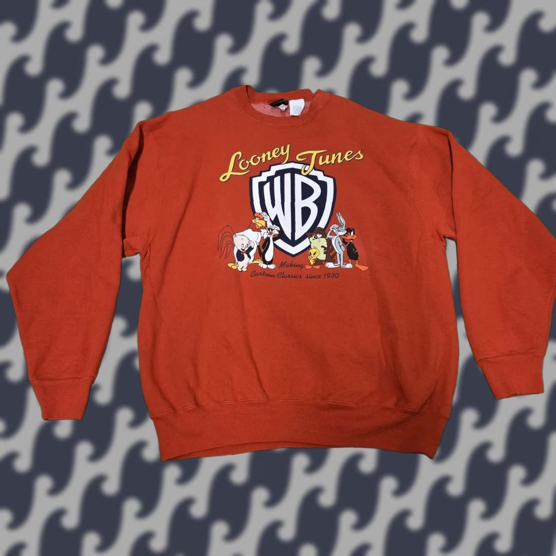 Vintage VINTAGE Looney Tunes Sweatshirt Mens Large Red Warner Bros Studio Store 90s USA Size US L / EU 52-54 / 3 - 1 Thumbnail
