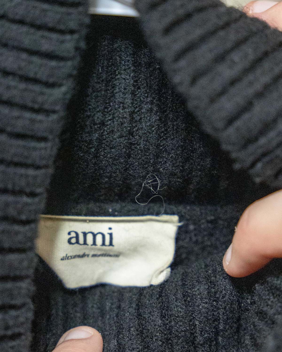 AMI Black Wool Funnel Neck Sweater With Contrasted Ami De Coeur Size US S / EU 44-46 / 1 - 4 Thumbnail