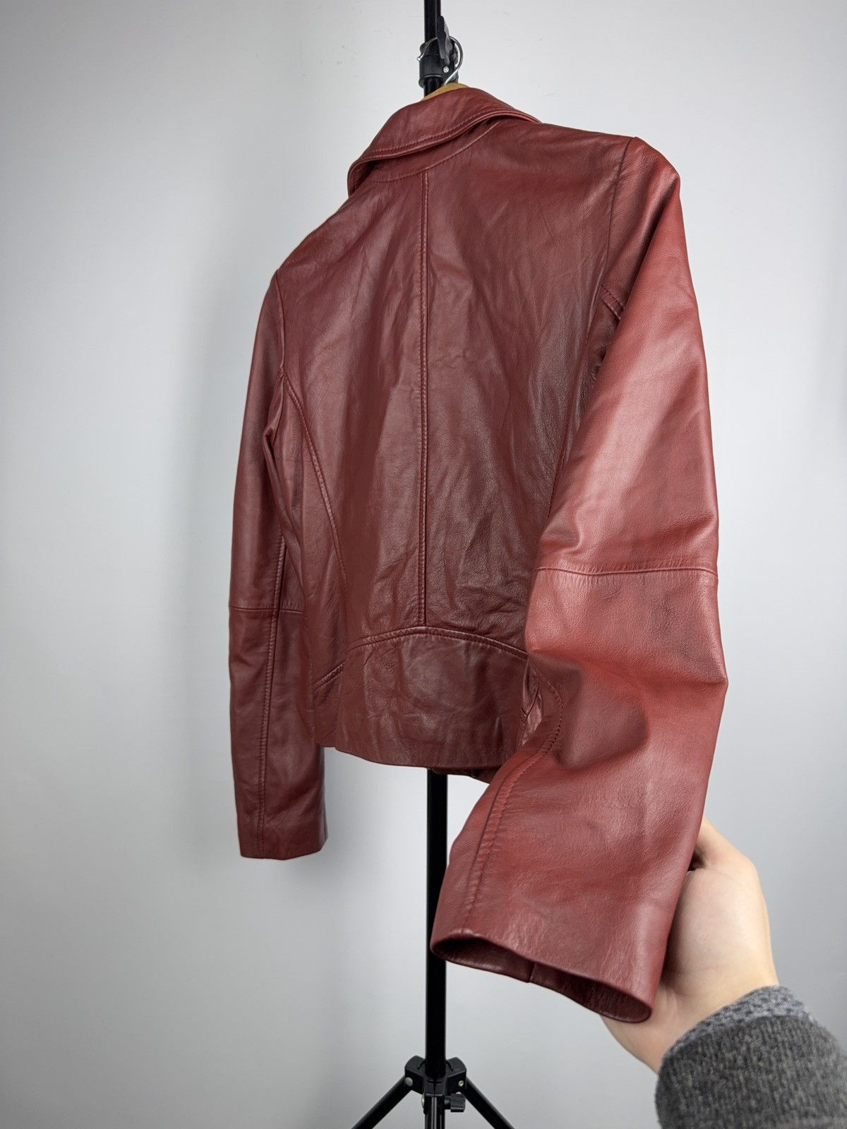 Genuine Leather Avant Garde 00s Red Leather Biker Moto Punk Rock Jacket Size S / US 4 / IT 40 - 16 Thumbnail
