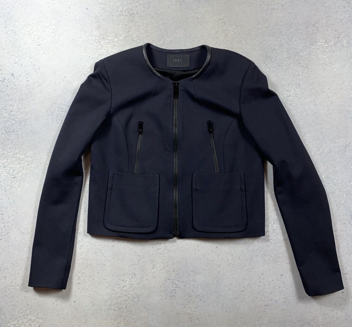 IKKS Luxury Dark blue bomber jacket from IKKS with leather trim Size S / US 4 / IT 40 - 1 Thumbnail