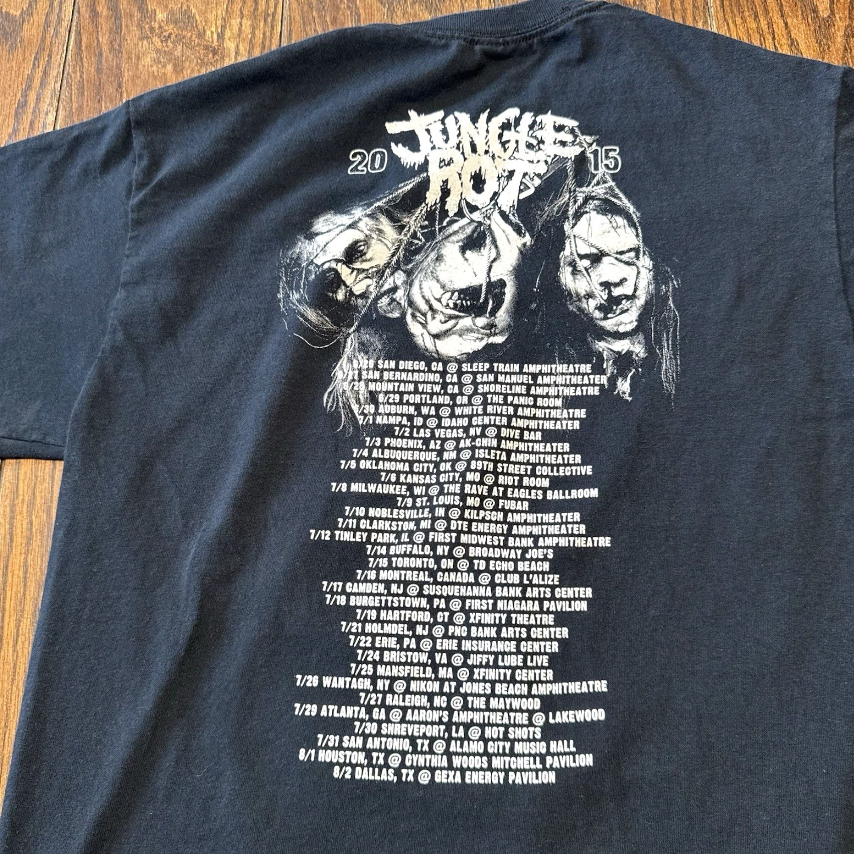 Gildan Jungle Rot T Shirt 2015 Tour Double Sided Black Unisex Adults M Short Sleeve Round Neck Graphic Print Gildan Cotton Knit T-Shirt Music Vintage No Size US M / EU 48-50 / 2 - 4 Thumbnail
