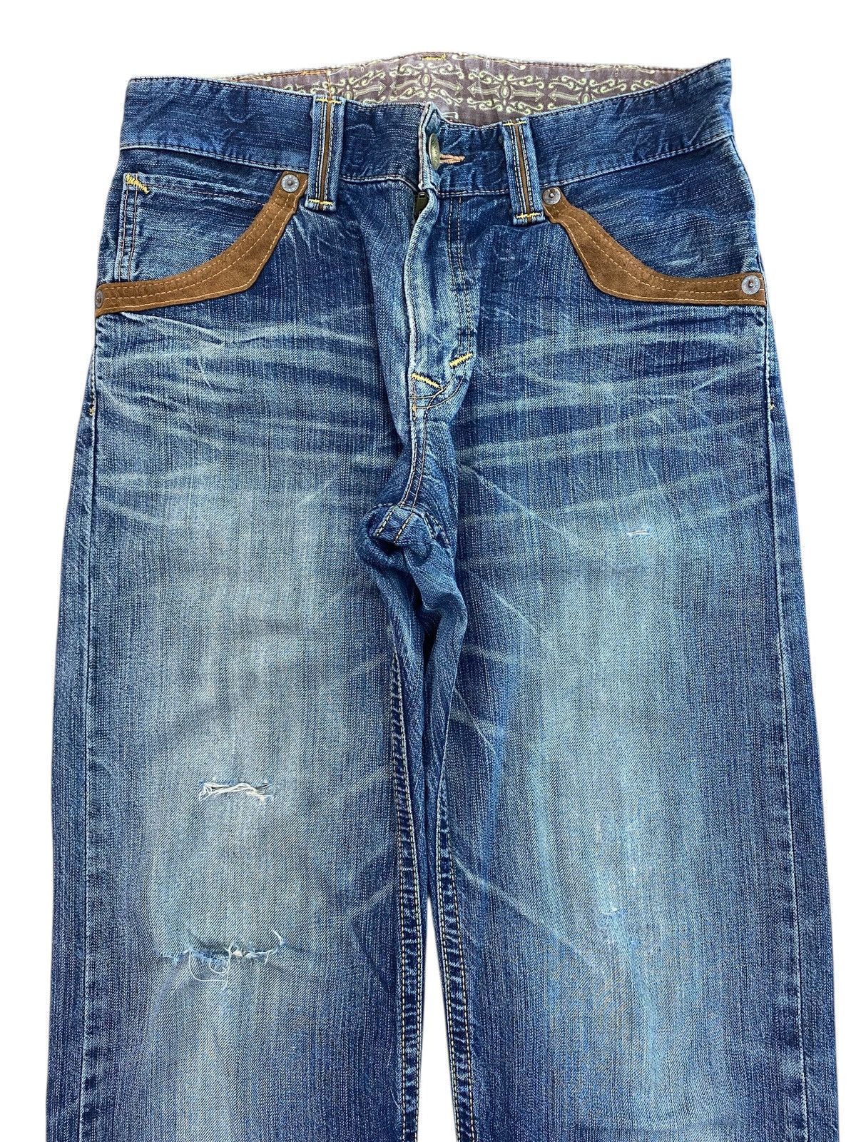 Edwin Edwin Whiskers Faded Wash Style Ripped Jeans Size US 30 / EU 46 - 2 Thumbnail