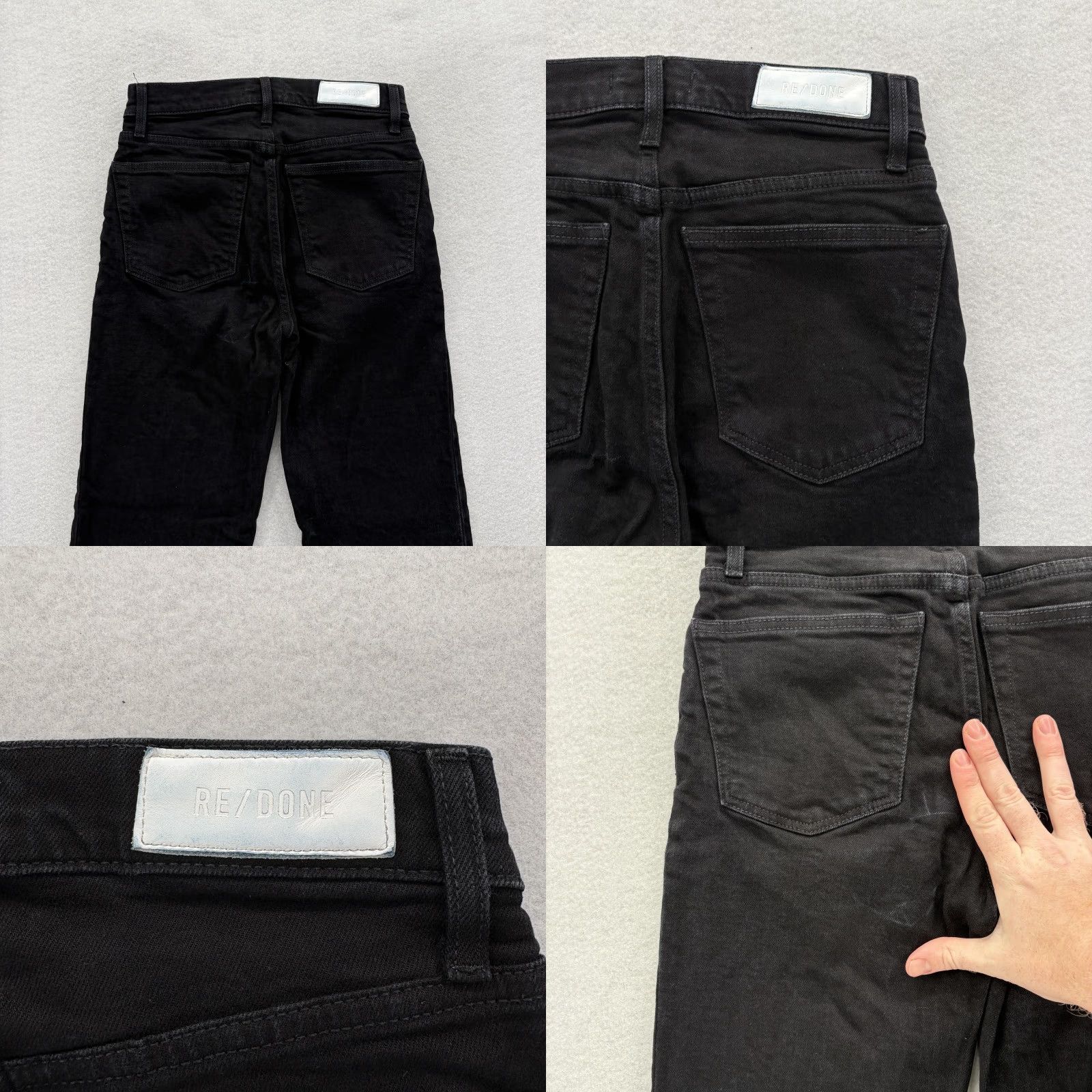 RE/DONE RE/DONE Jeans Womens 26 Black High Rise Button Fly Raw Hem Denim Straight Leg Size 26" / US 2 / IT 38 - 9 Thumbnail