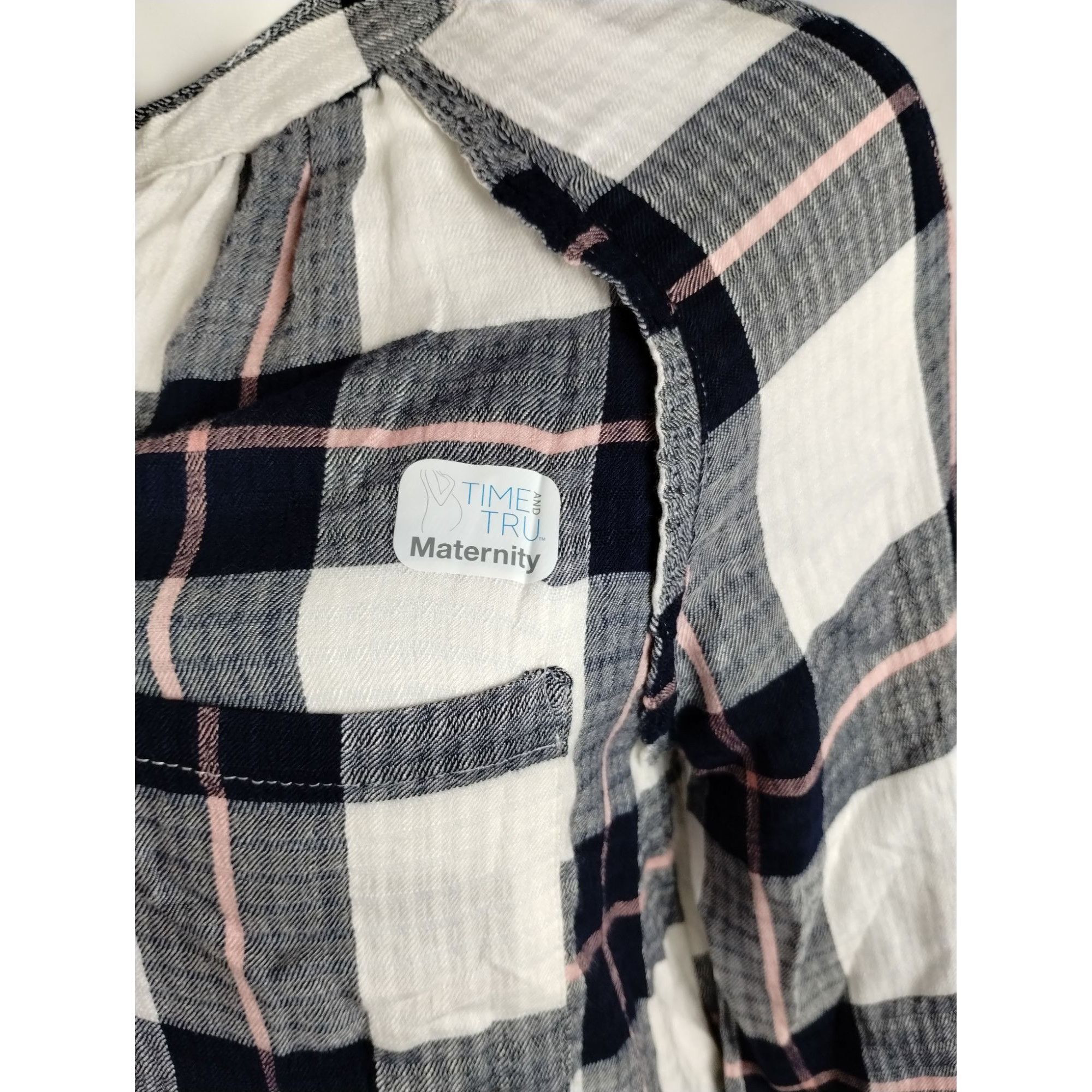 Other Time and Tru Maternity Womens Large Woven Button Up Top Blue Size L / US 10 / IT 46 - 3 Thumbnail